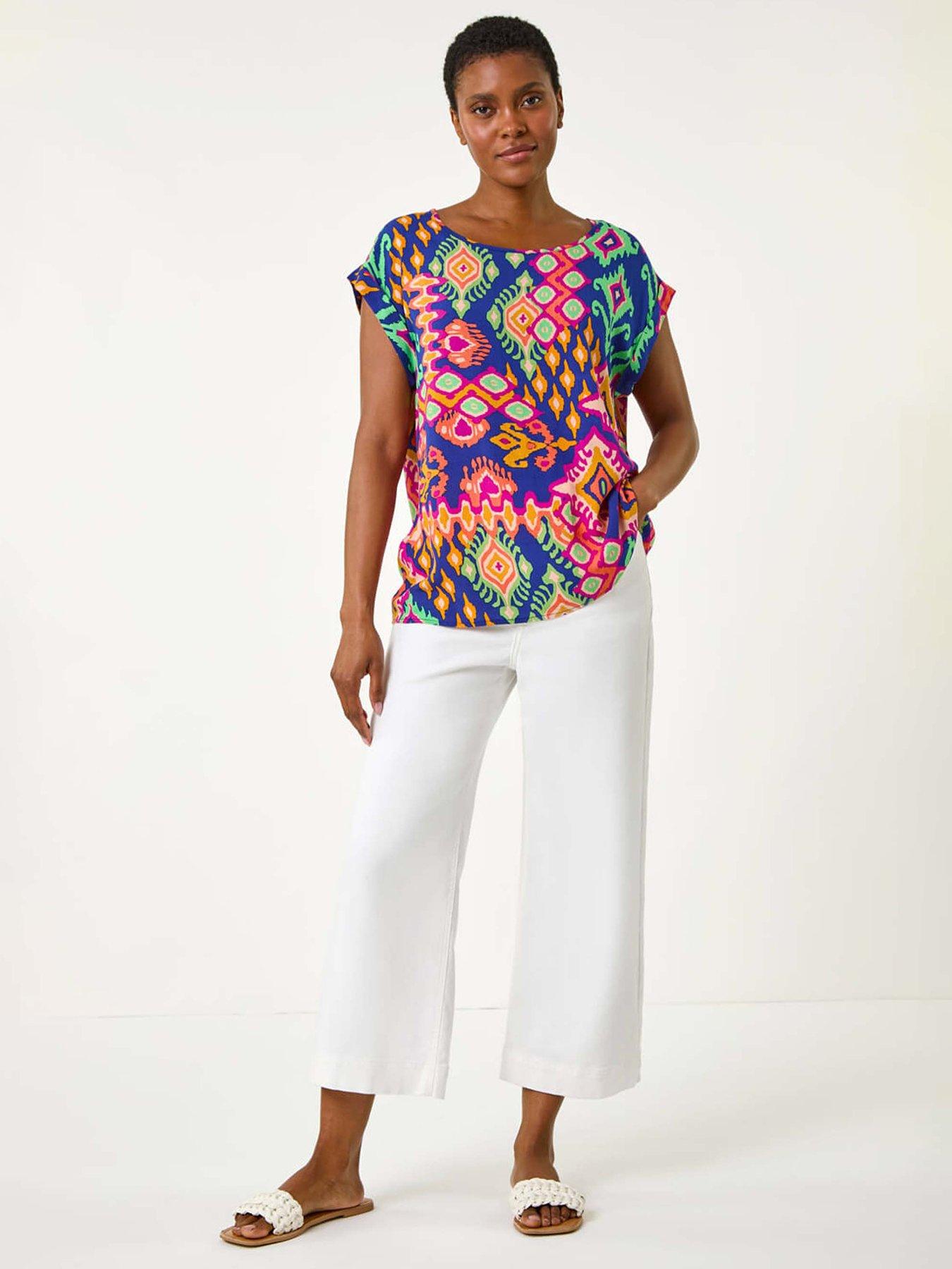 Image 3 of 5 of Roman Aztec Print Short Sleeve Top