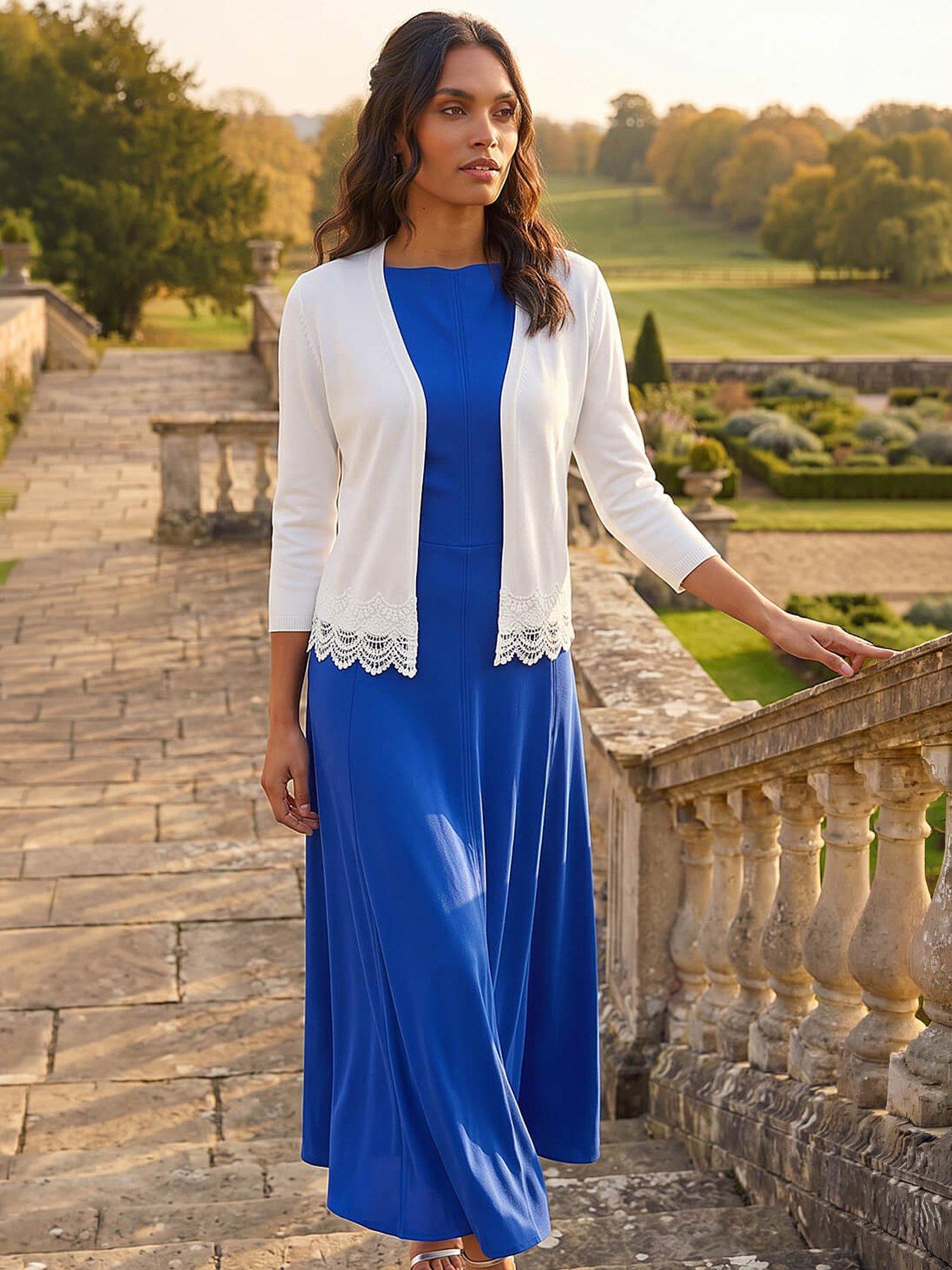 Roman Scalloped Lace Trim Knitted Shrug