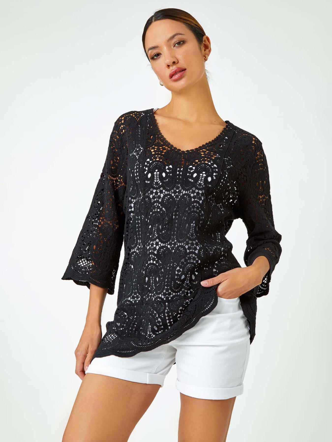 Roman Cotton Crochet Tunic Top