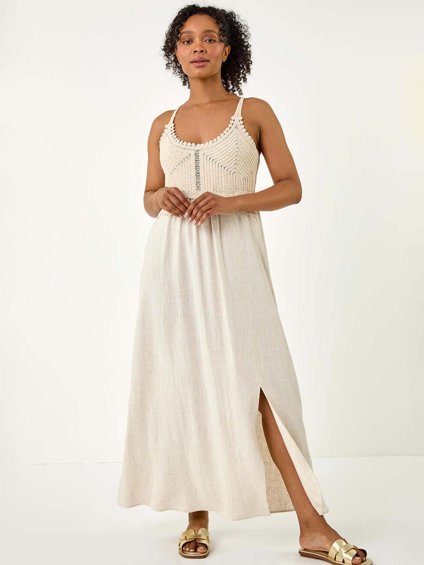 Roman Petite Crochet Bodice Cotton Maxi Dress
