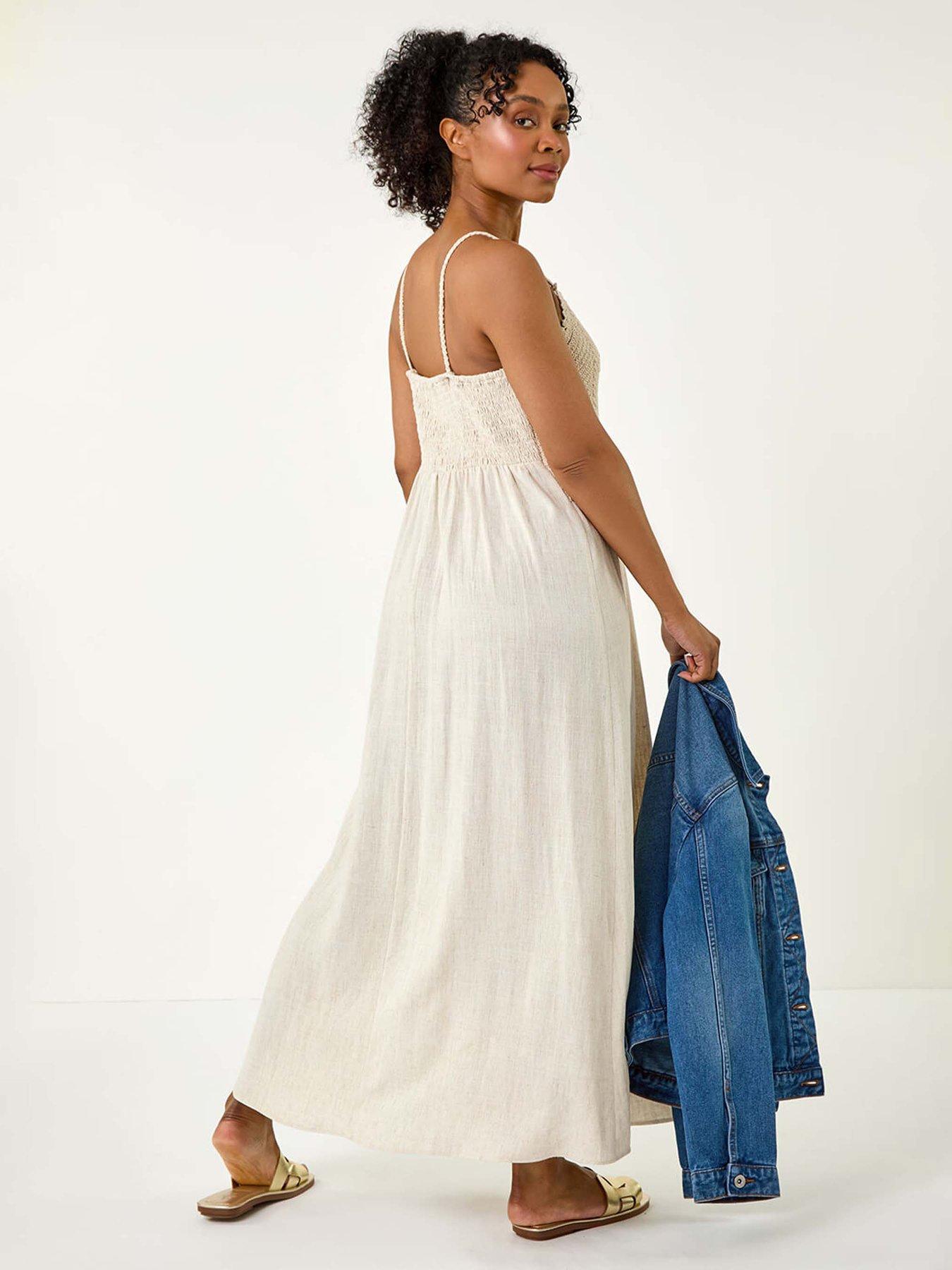Image 2 of 5 of Roman Petite Crochet Bodice Cotton Maxi Dress