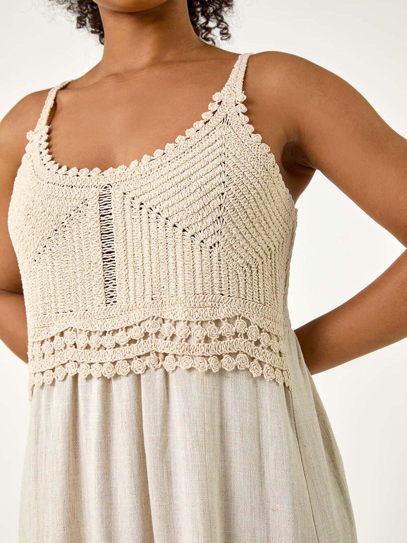 Image 5 of 5 of Roman Petite Crochet Bodice Cotton Maxi Dress