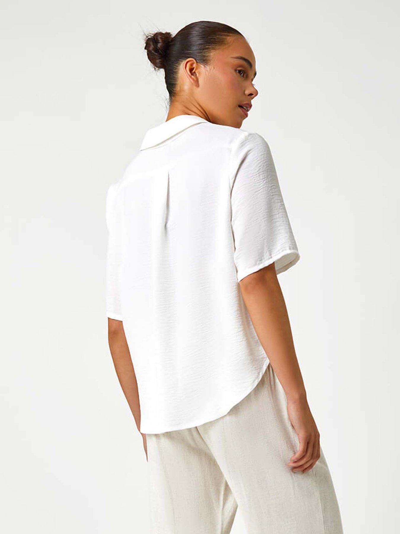 Image 2 of 5 of Roman Petite Button Up Pocket Shirt - White