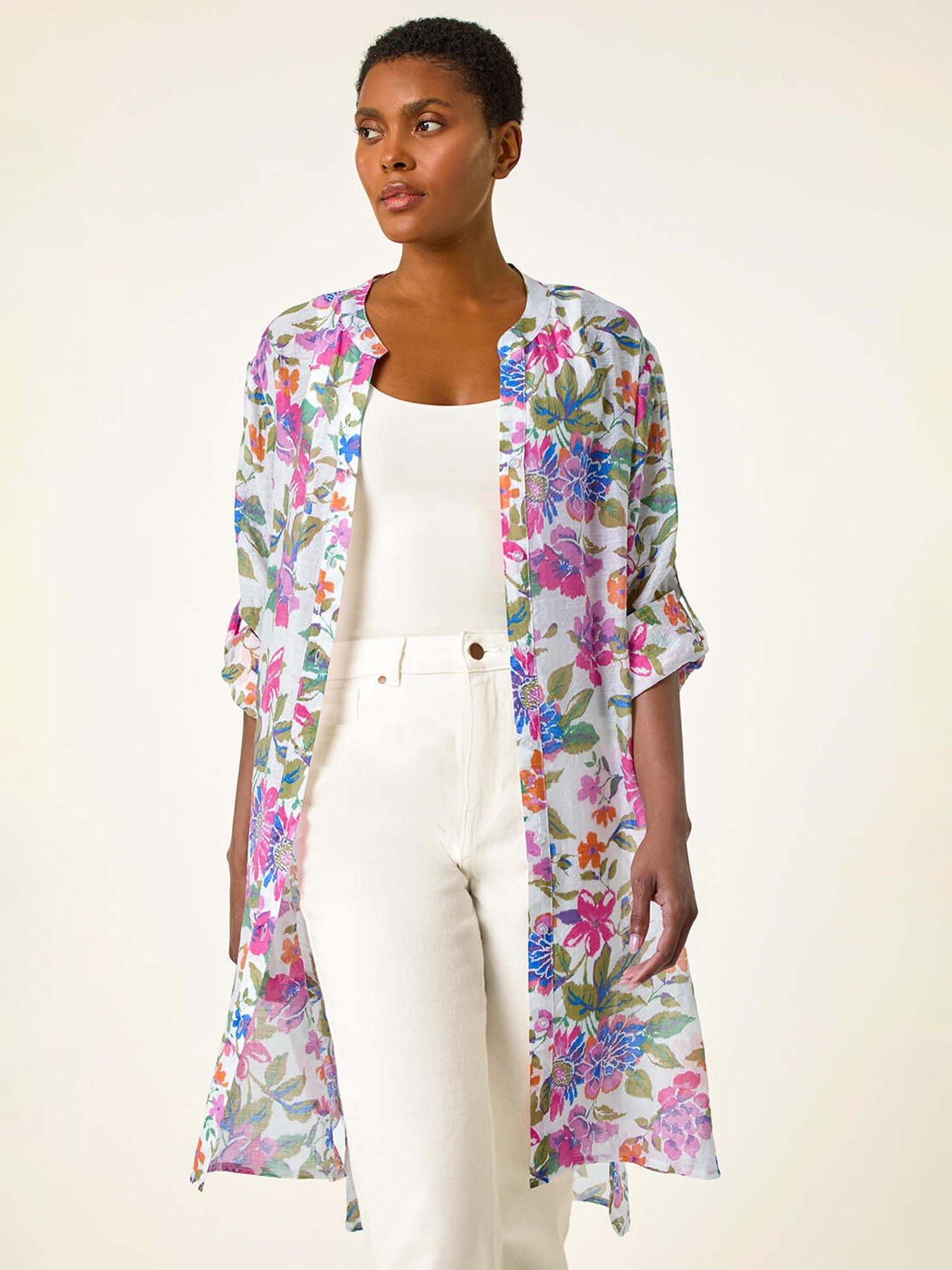 Image 3 of 5 of Roman Floral Print Longline Blouse