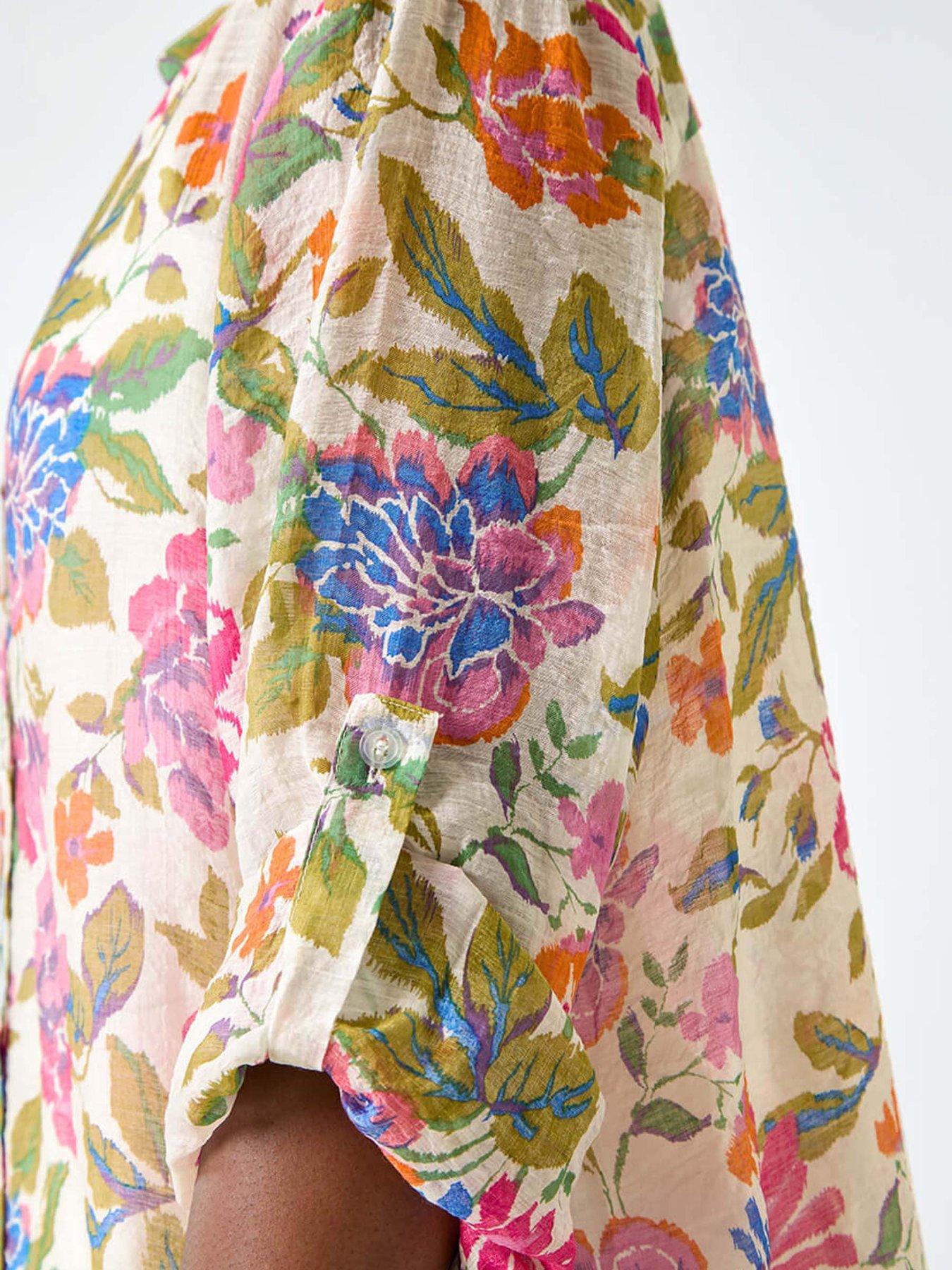 Image 5 of 5 of Roman Floral Print Longline Blouse