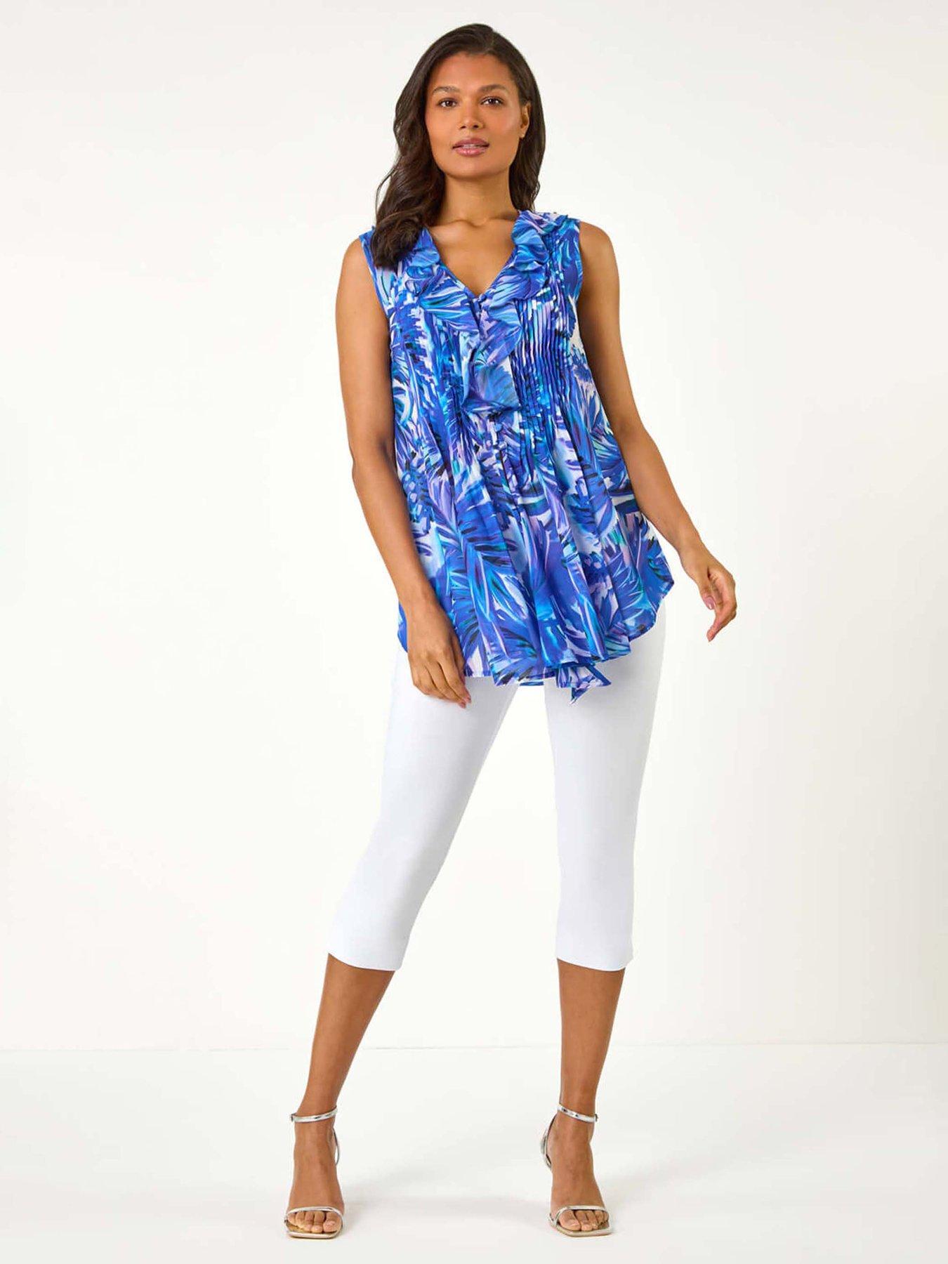 roman-leaf-print-frill-pintuck-detail-topback