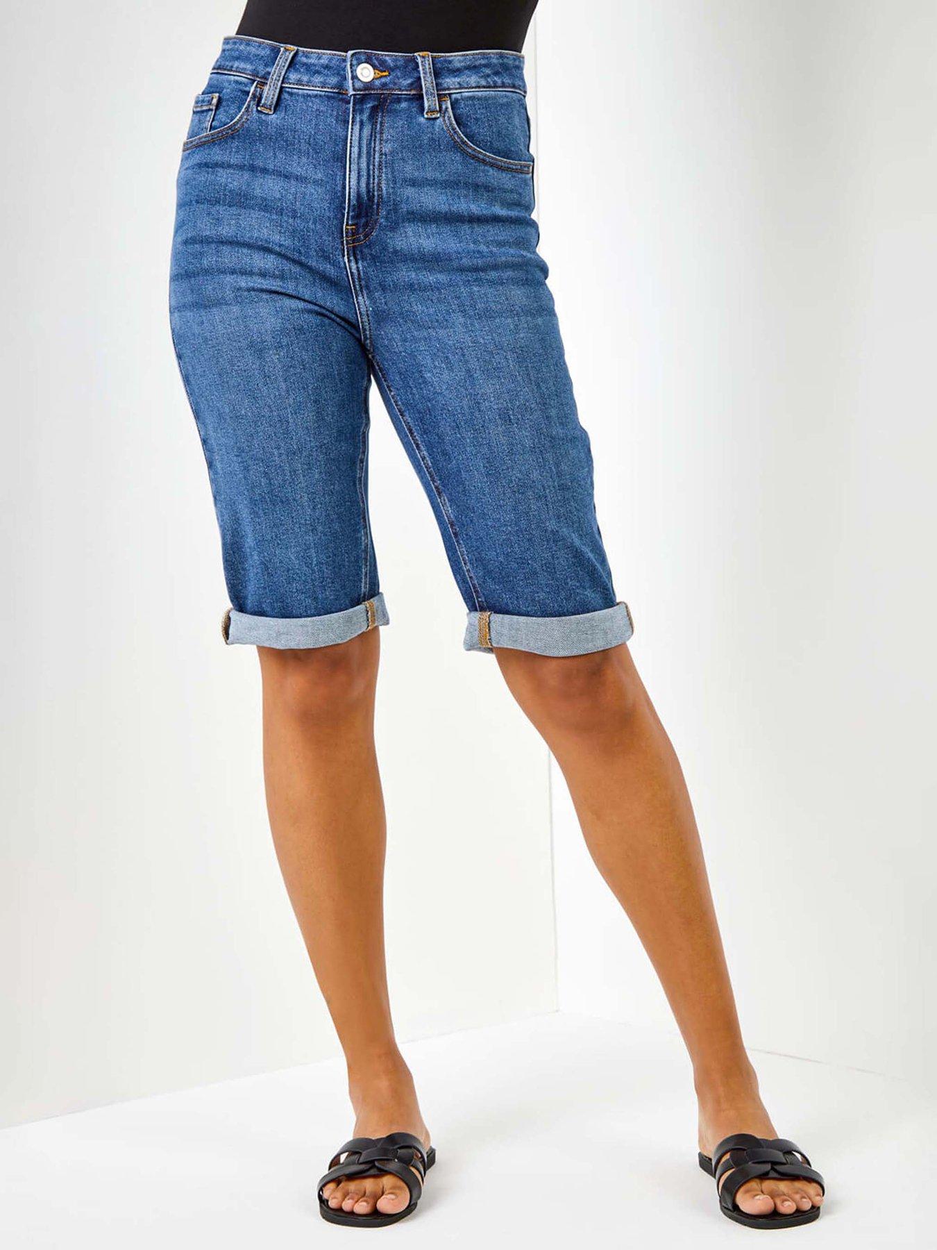 roman-essential-stretch-knee-length-shorts-bluefront