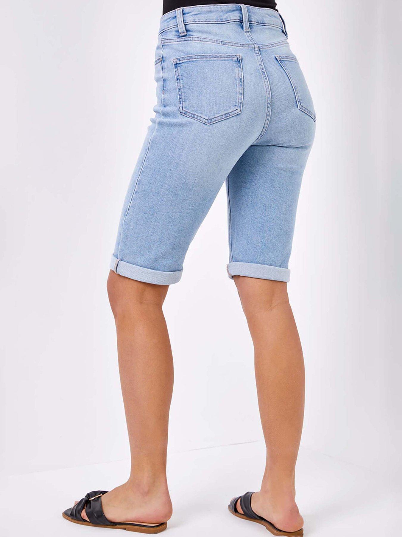 roman-essential-stretch-knee-length-shorts-bluestillFront