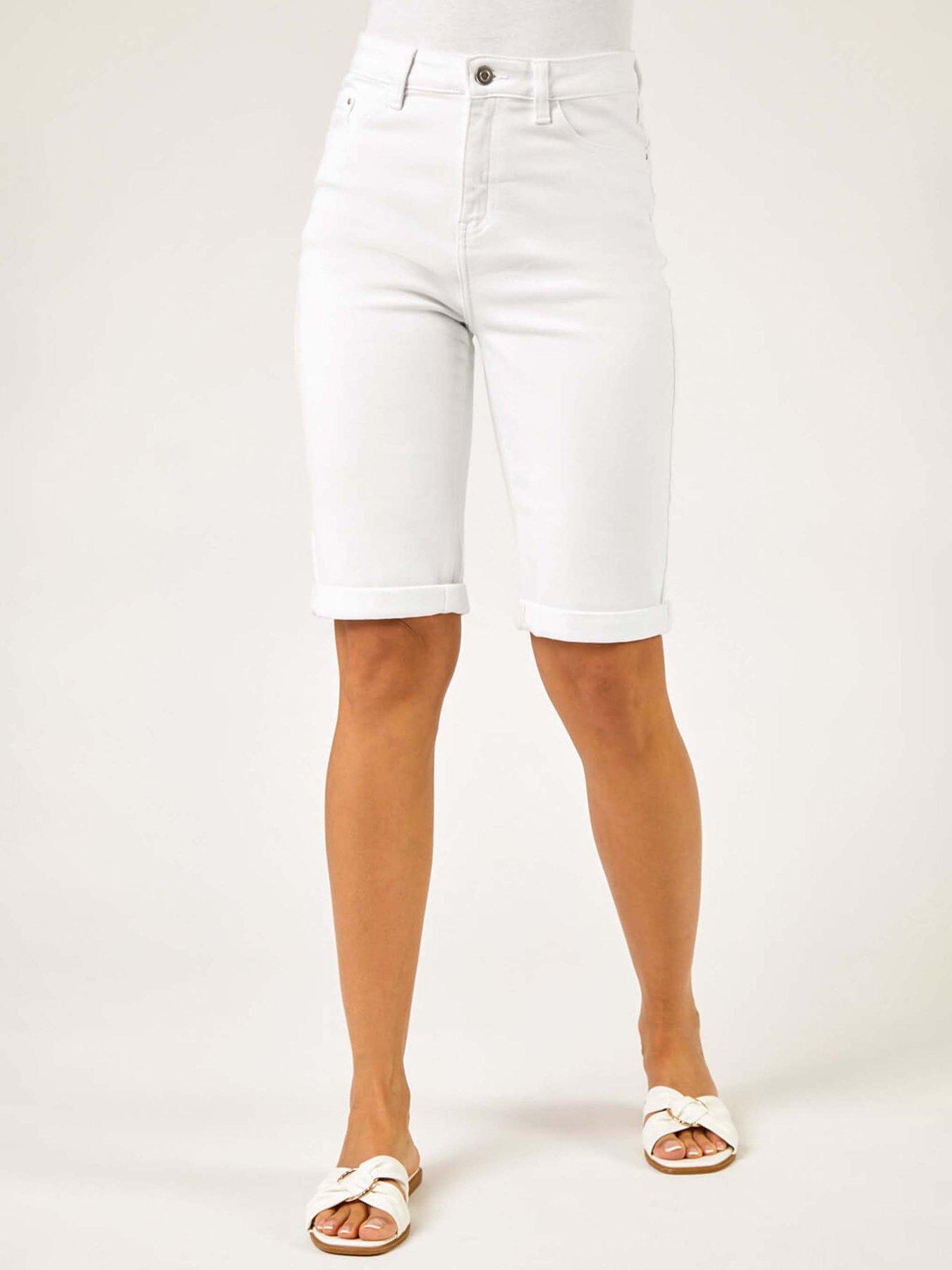 roman-essential-stretch-knee-length-shorts-whitefront