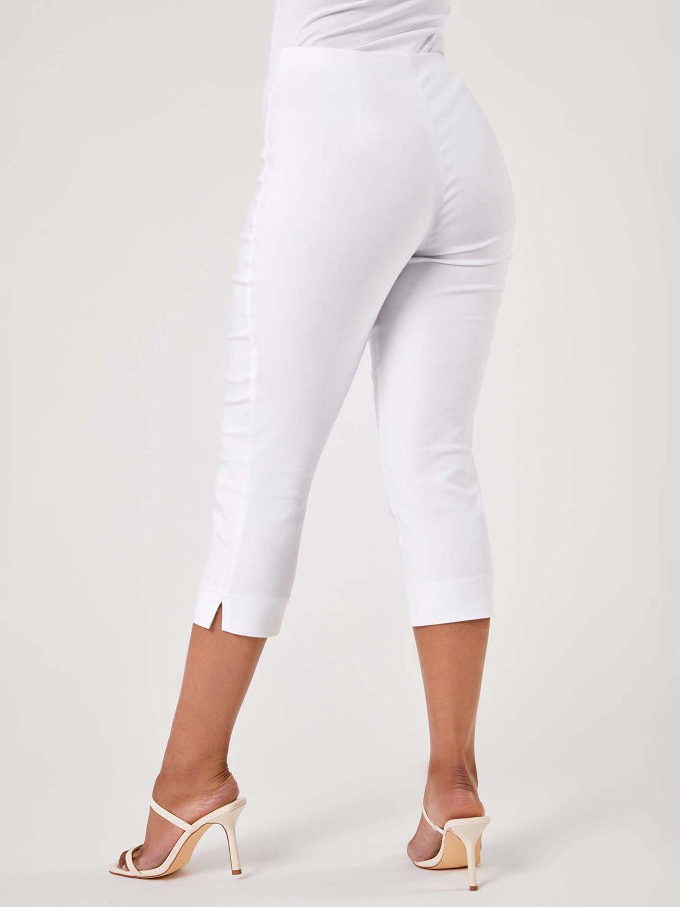 Image 2 of 3 of Roman Petite Cropped Stretch Trousers - White
