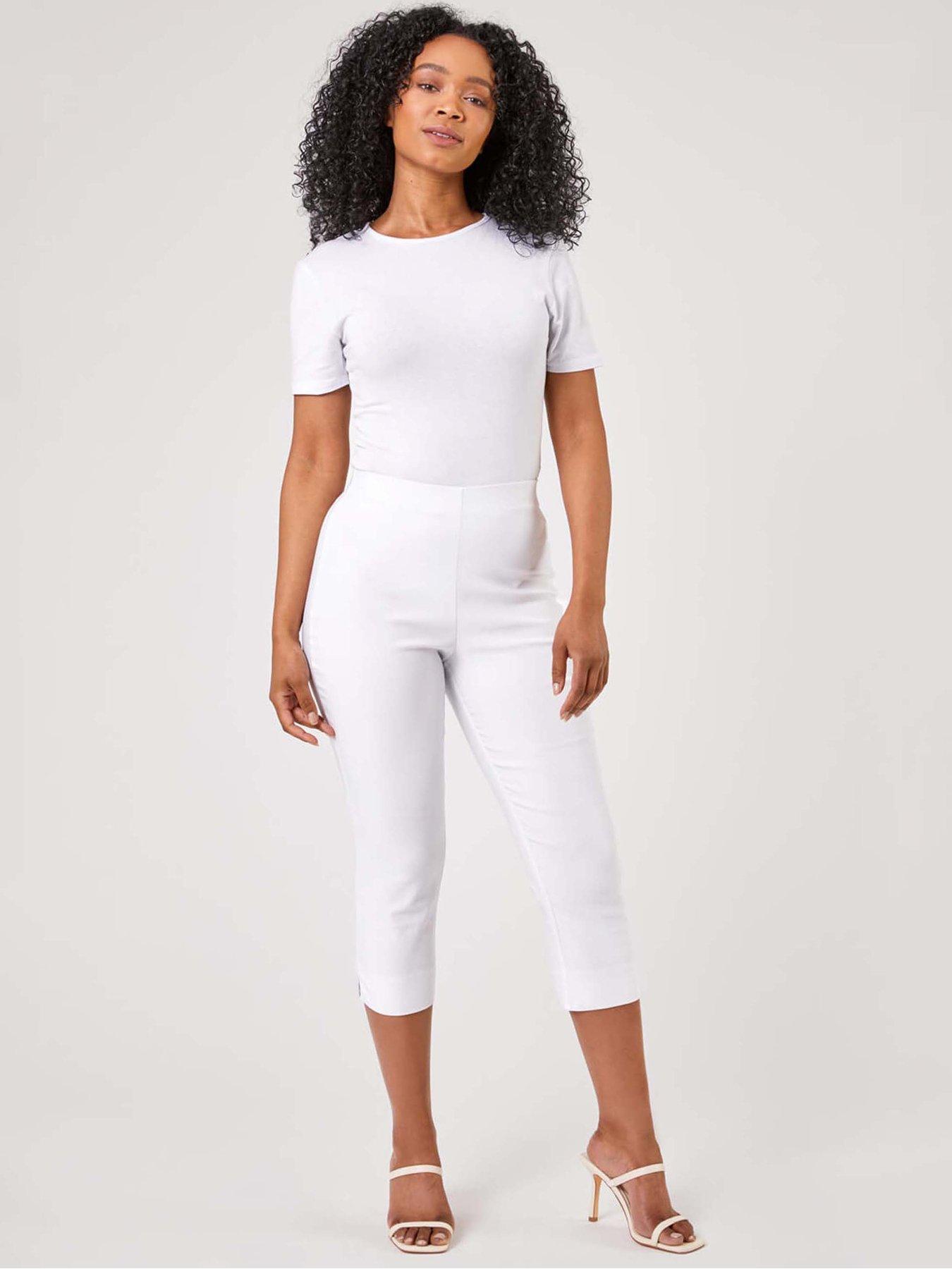Image 3 of 3 of Roman Petite Cropped Stretch Trousers - White