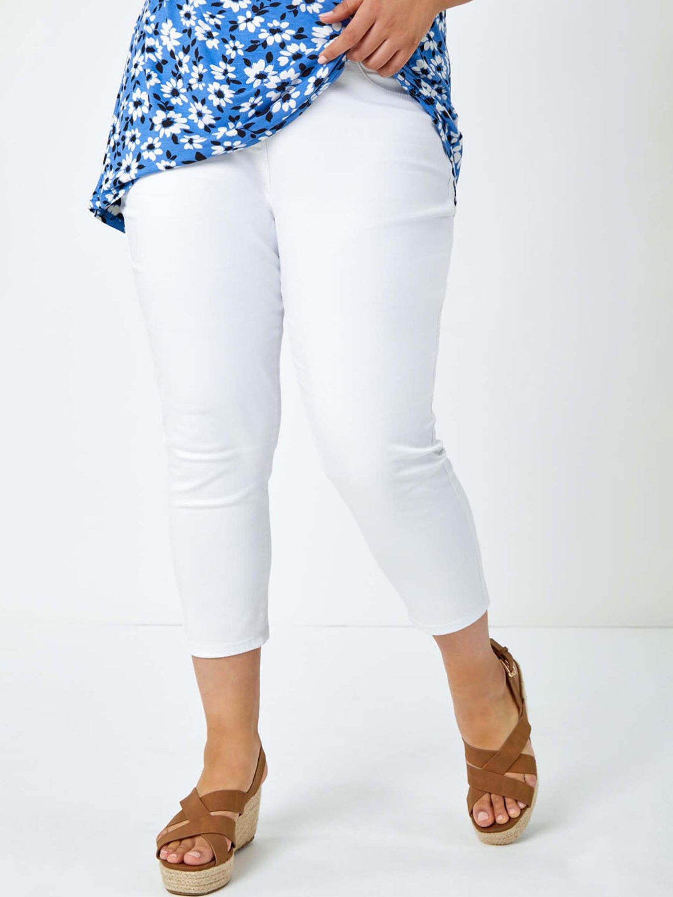 Roman Curve Elastic Waist Cropped Denim Jeggings