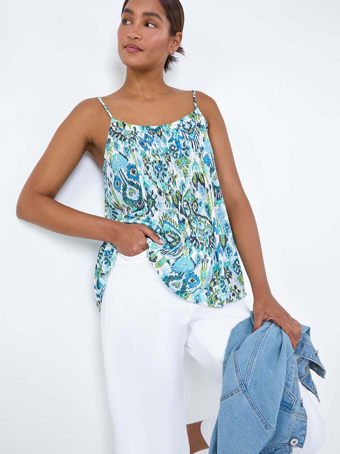 Image 1 of 4 of Roman Aztec Print Pleat Front Cami Top