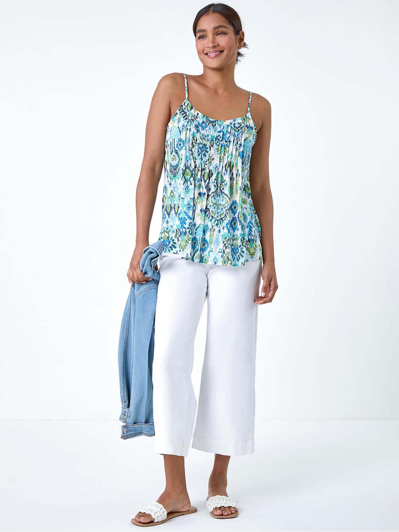 Image 3 of 4 of Roman Aztec Print Pleat Front Cami Top