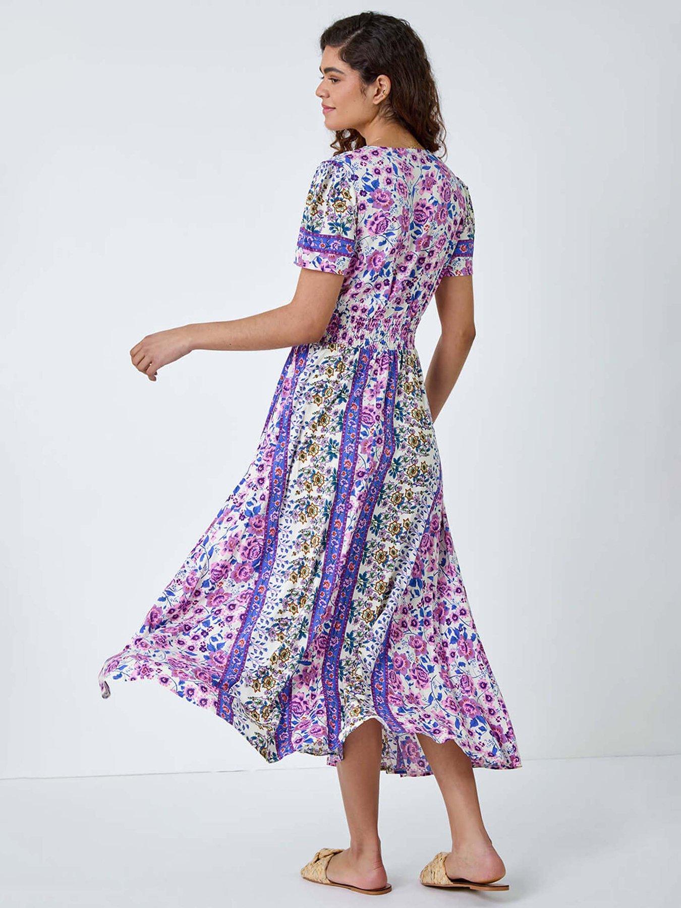 Image 2 of 5 of Roman Abstract Print Button Maxi Dress