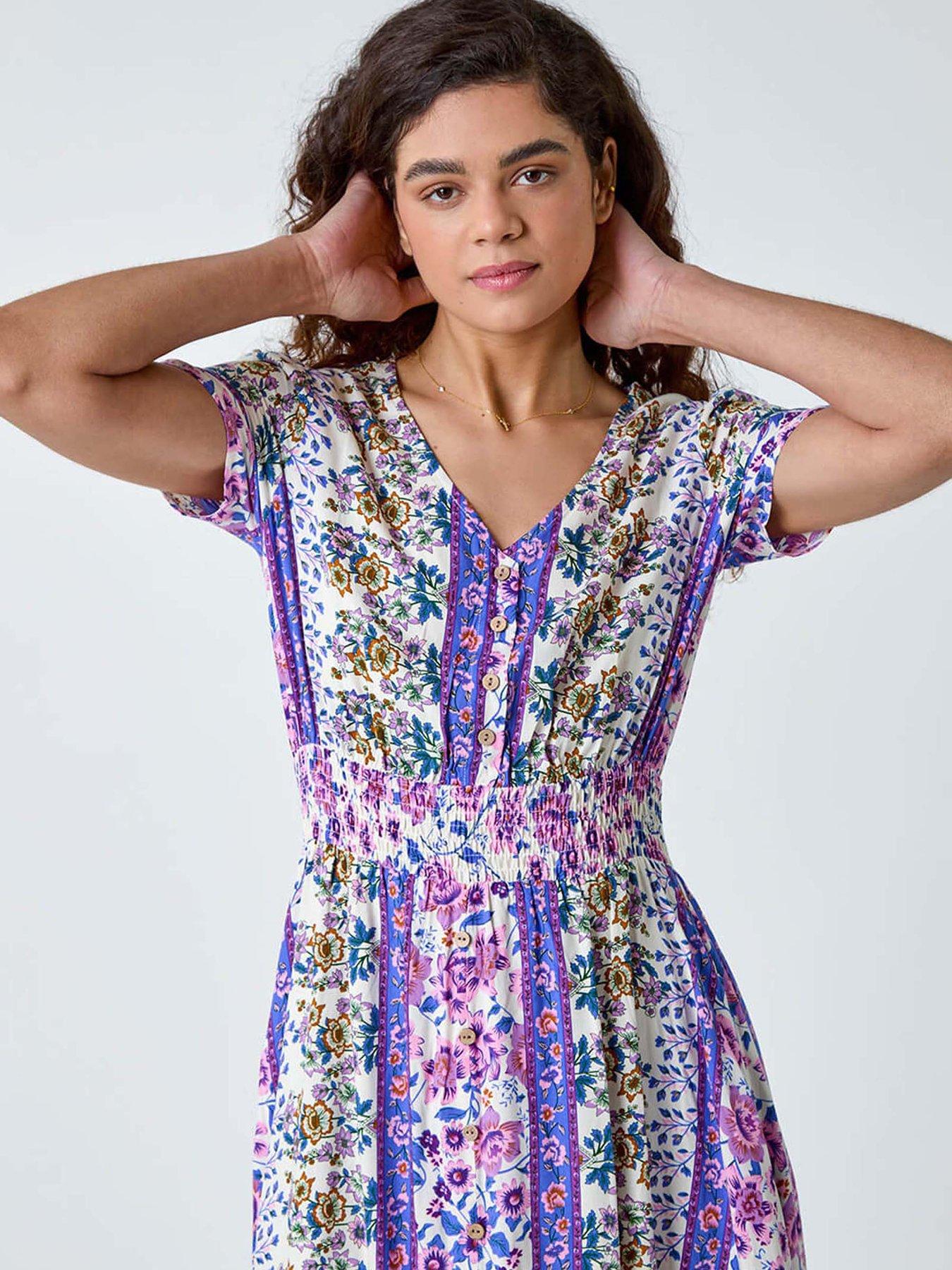Image 3 of 5 of Roman Abstract Print Button Maxi Dress