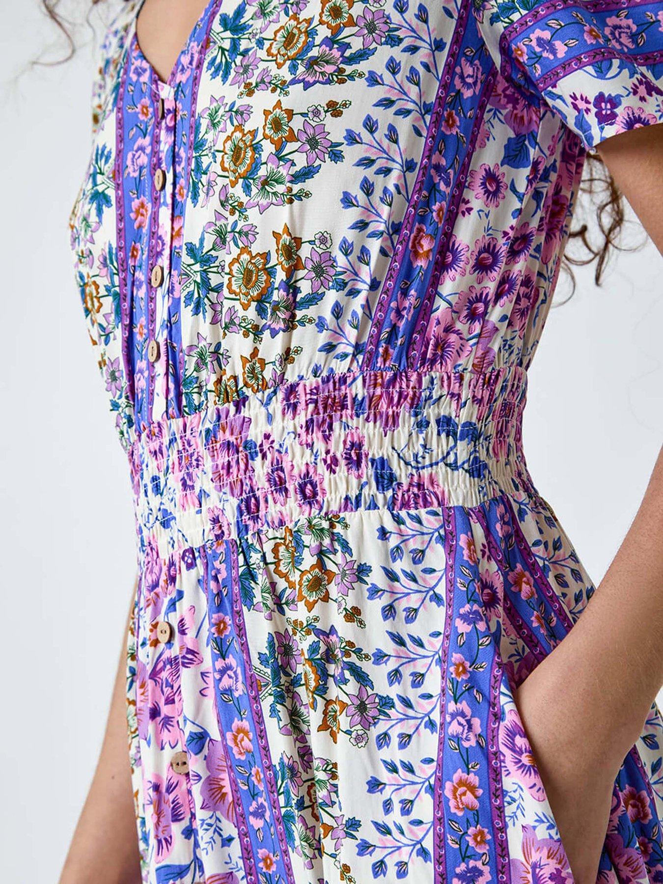 Image 4 of 5 of Roman Abstract Print Button Maxi Dress