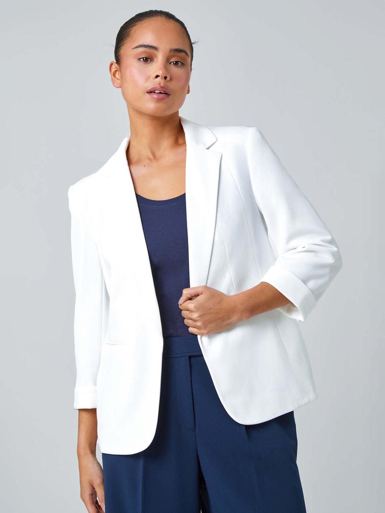 Roman Petite Classic Stretch Blazer - White