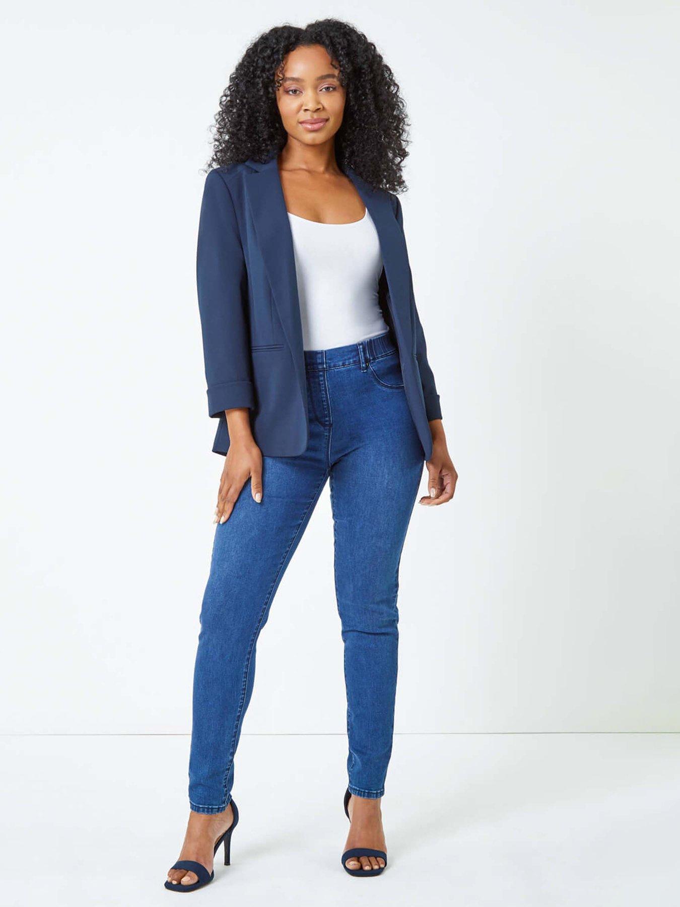 roman-petite-34-sleeve-classic-stretch-blazer-navyback