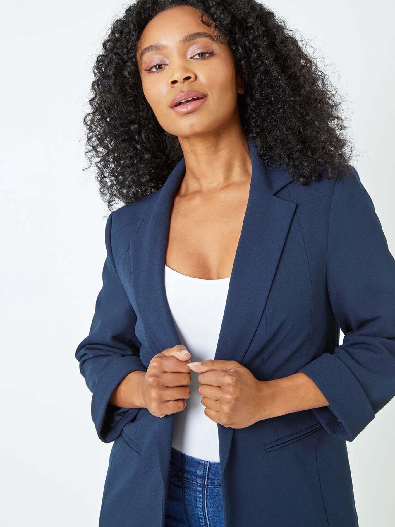 roman-petite-34-sleeve-classic-stretch-blazer-navyoutfit