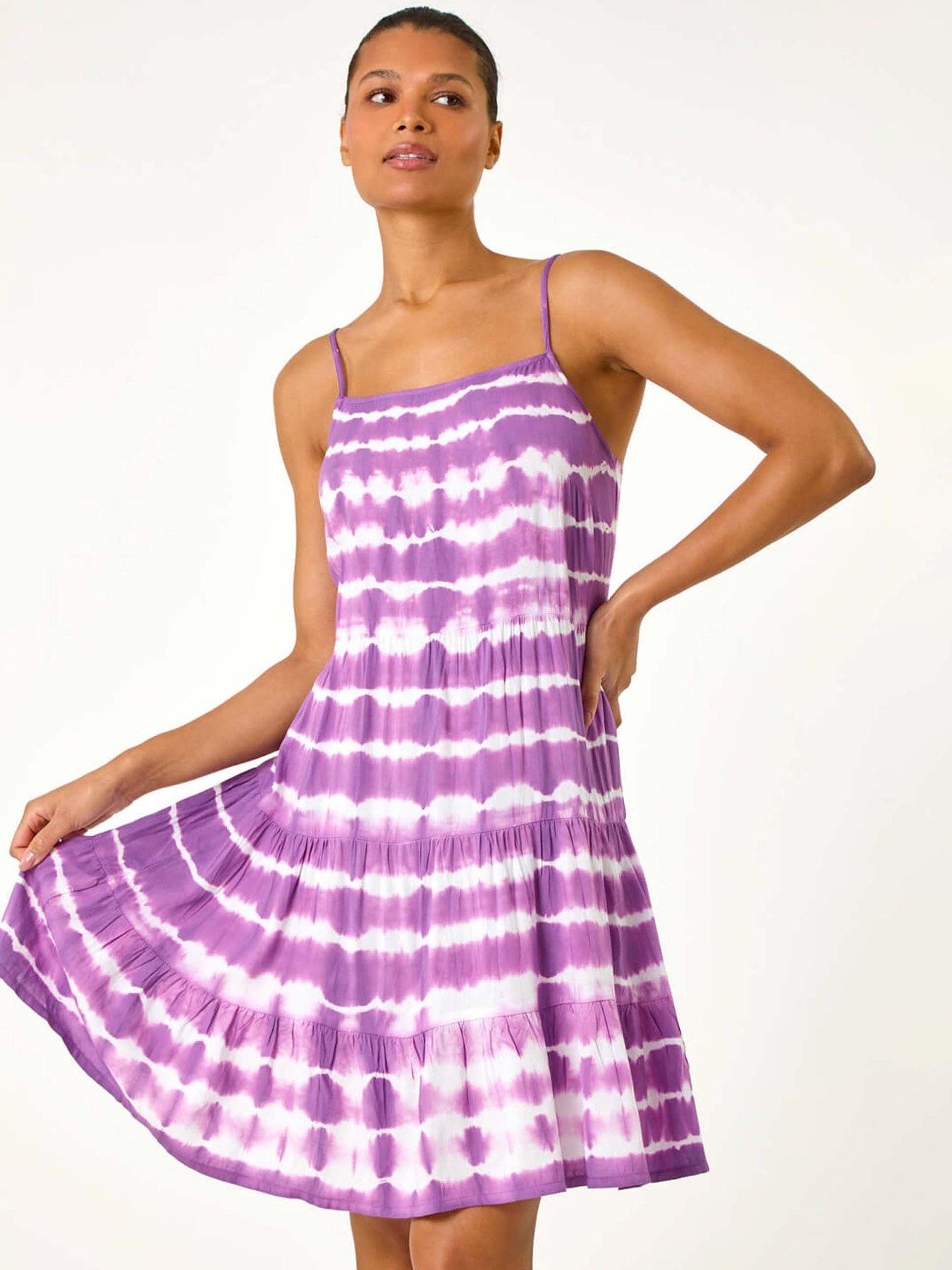 Roman Tie Dye Print Tiered Dress