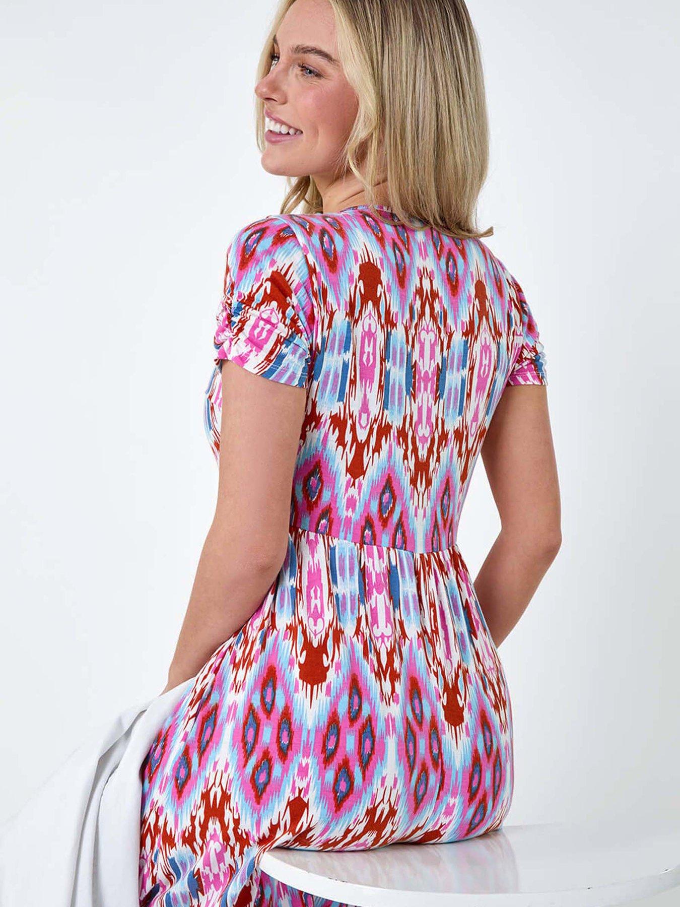 roman-petite-aztec-print-stretch-pocket-midi-dressoutfit