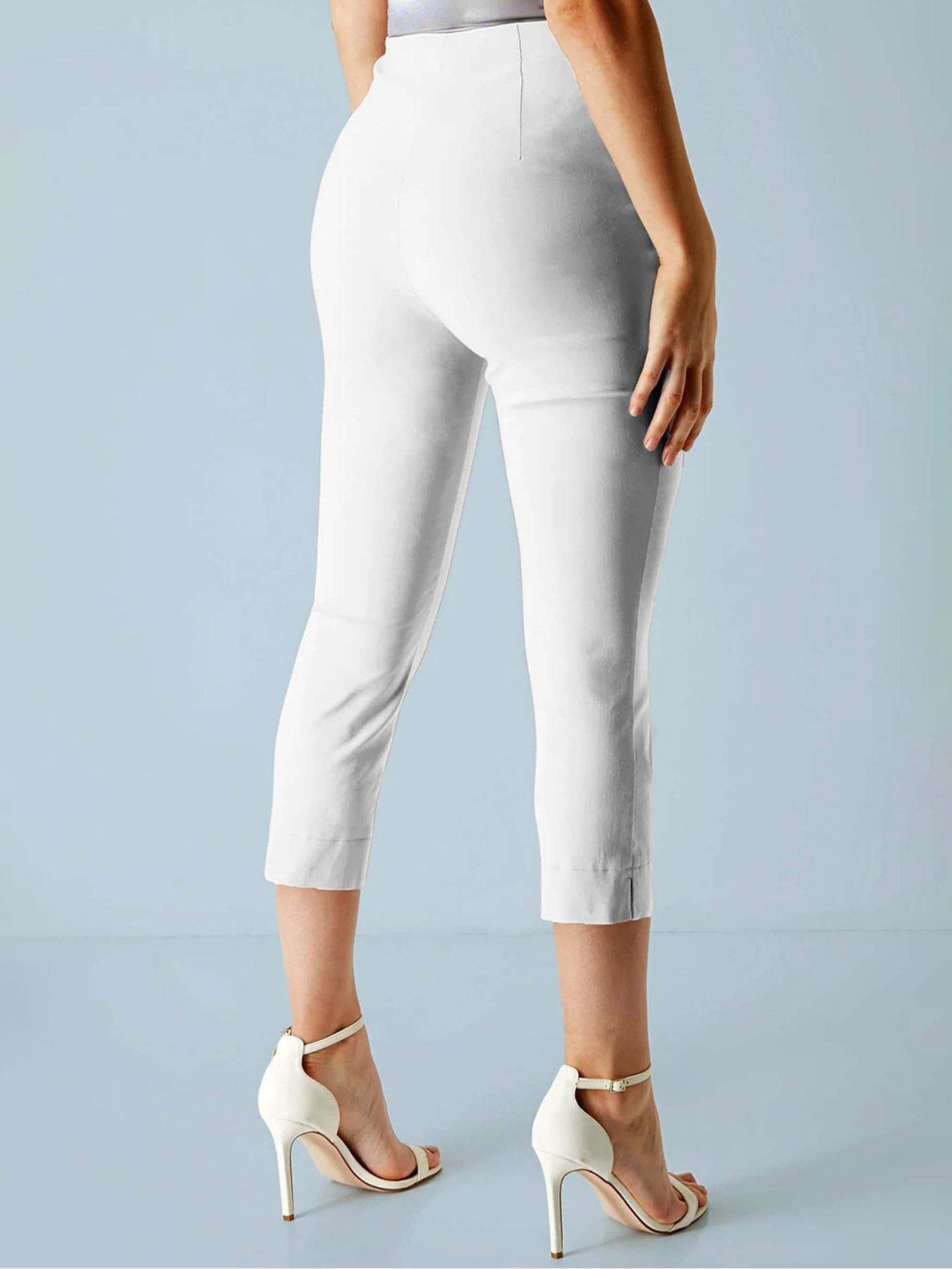 Image 2 of 4 of Roman Cropped Stretch Trouser - White