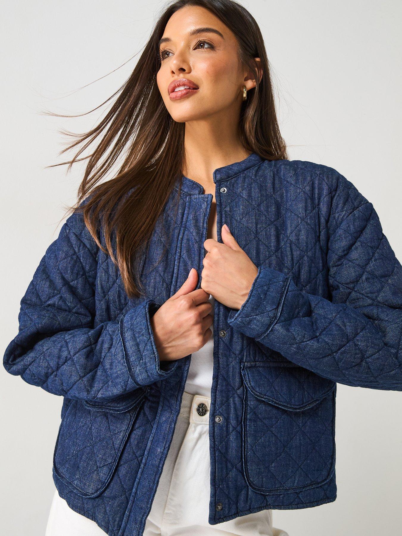 Image 1 of 5 of Only Hallie Quilted Denim Jacket - Blue