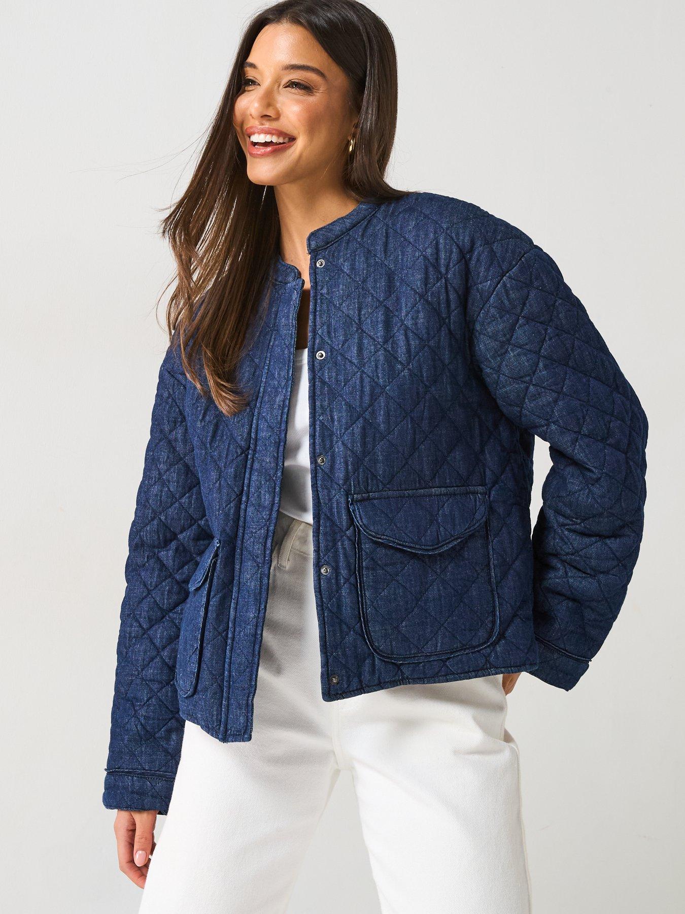 Image 5 of 5 of Only Hallie Quilted Denim Jacket - Blue