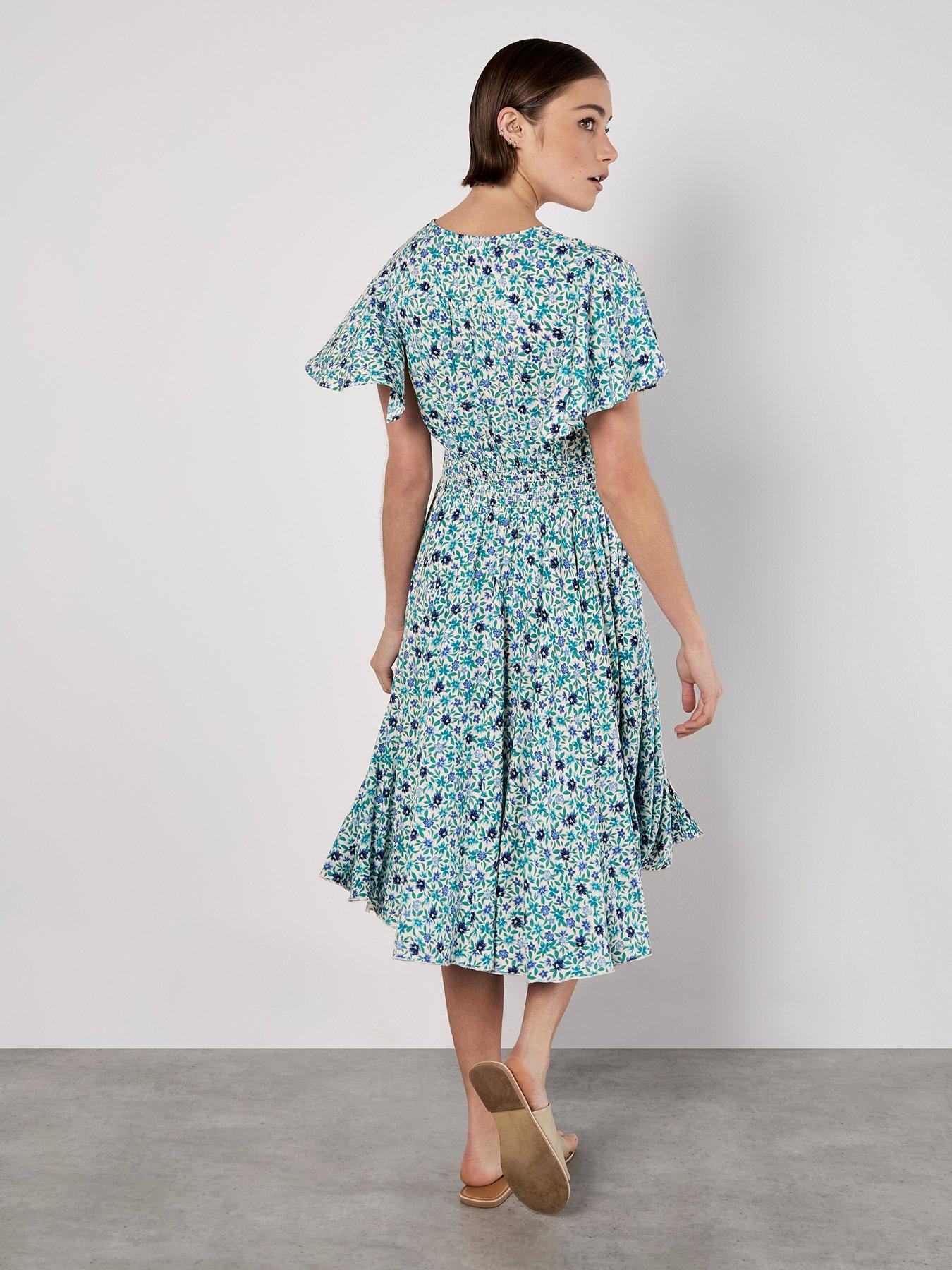 Image 2 of 5 of Apricot Vivid Watercolour Ditsy Mini Dress - Blue