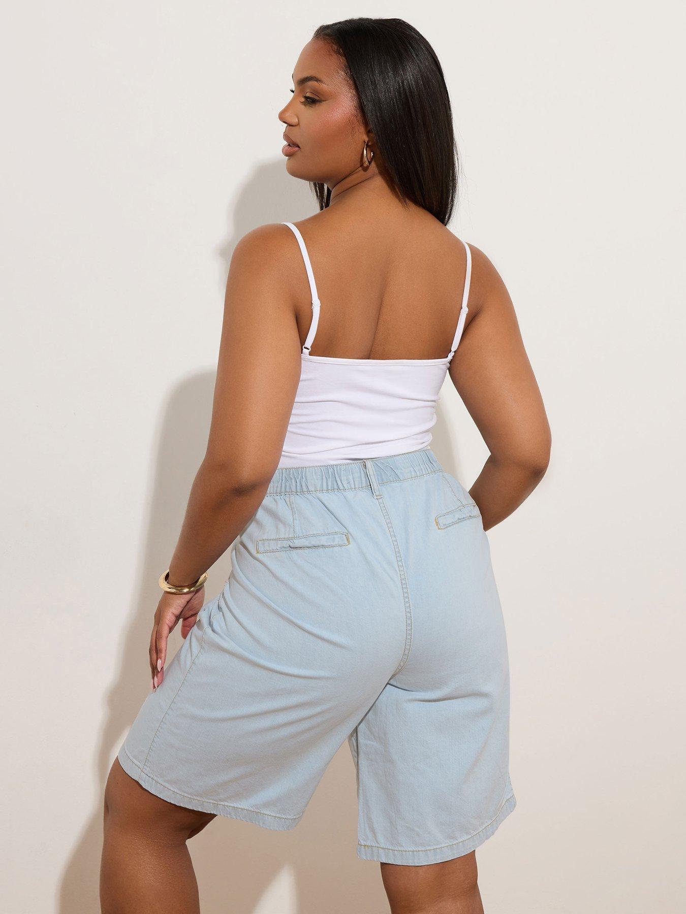 yours-curve-bermuda-denim-short-bluestillFront