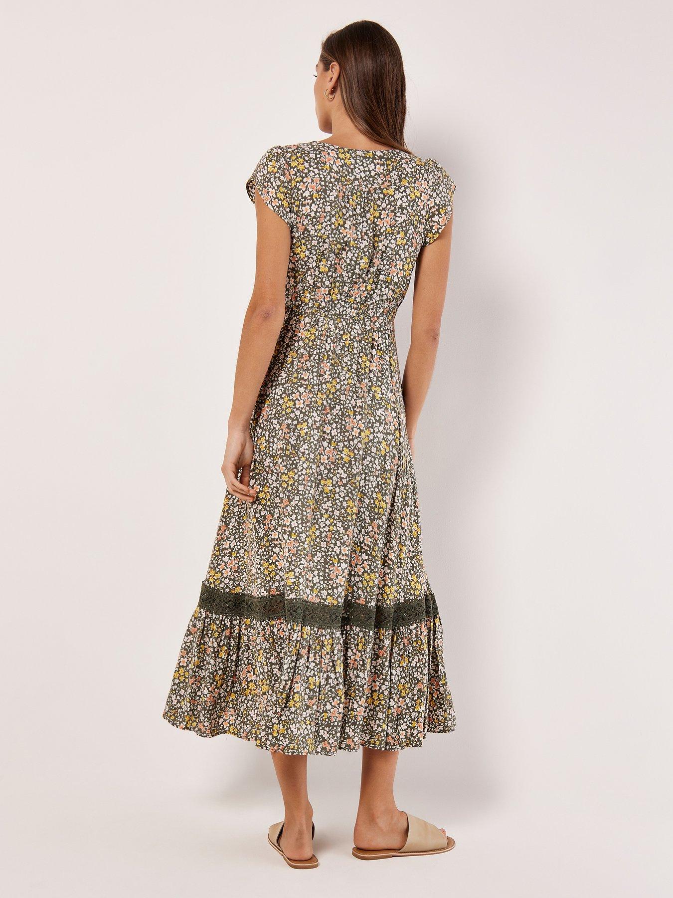 Image 2 of 4 of Apricot Ditsy Cluster Crochet Maxi Dress - Khaki