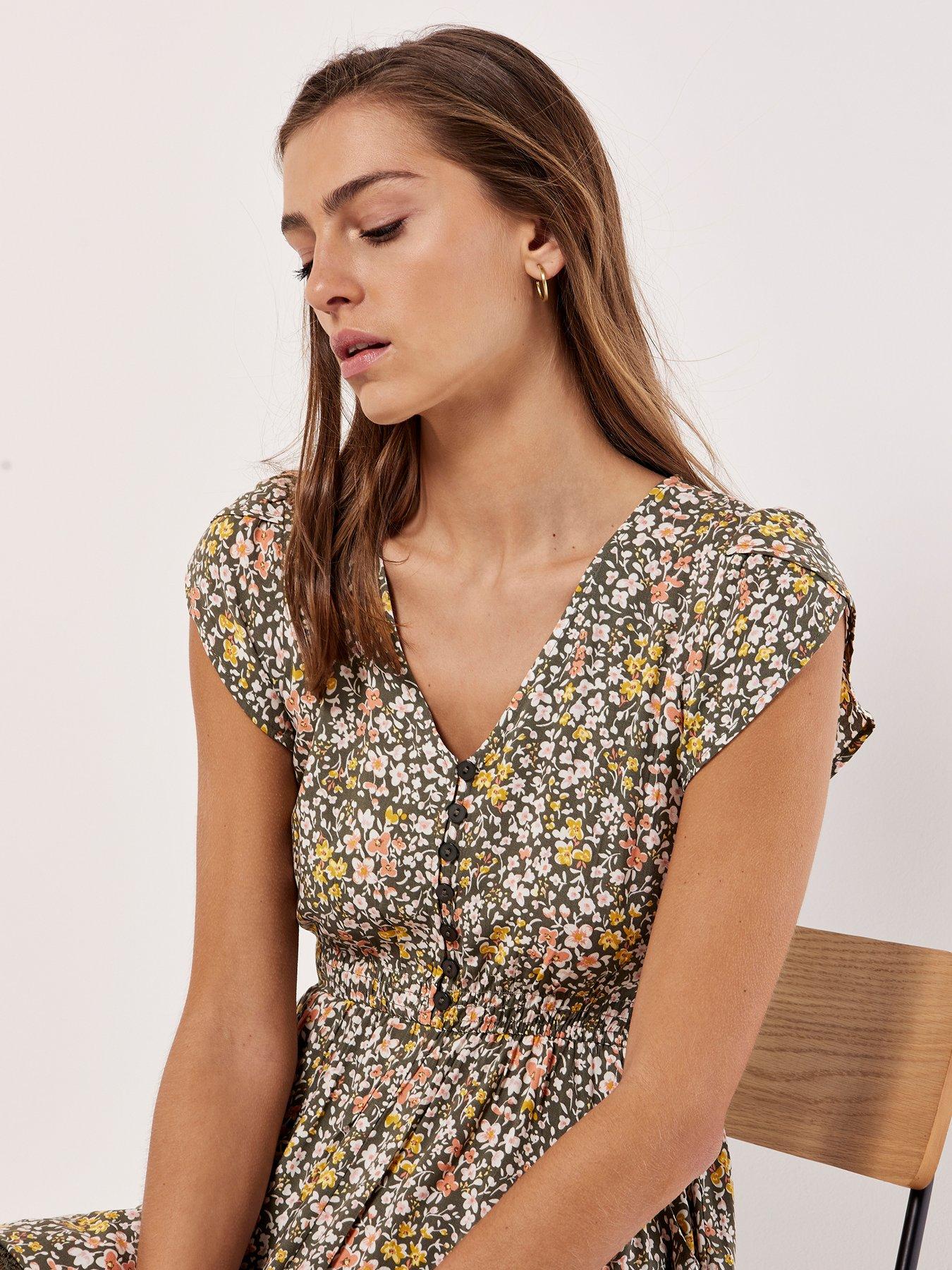 Image 4 of 4 of Apricot Ditsy Cluster Crochet Maxi Dress - Khaki