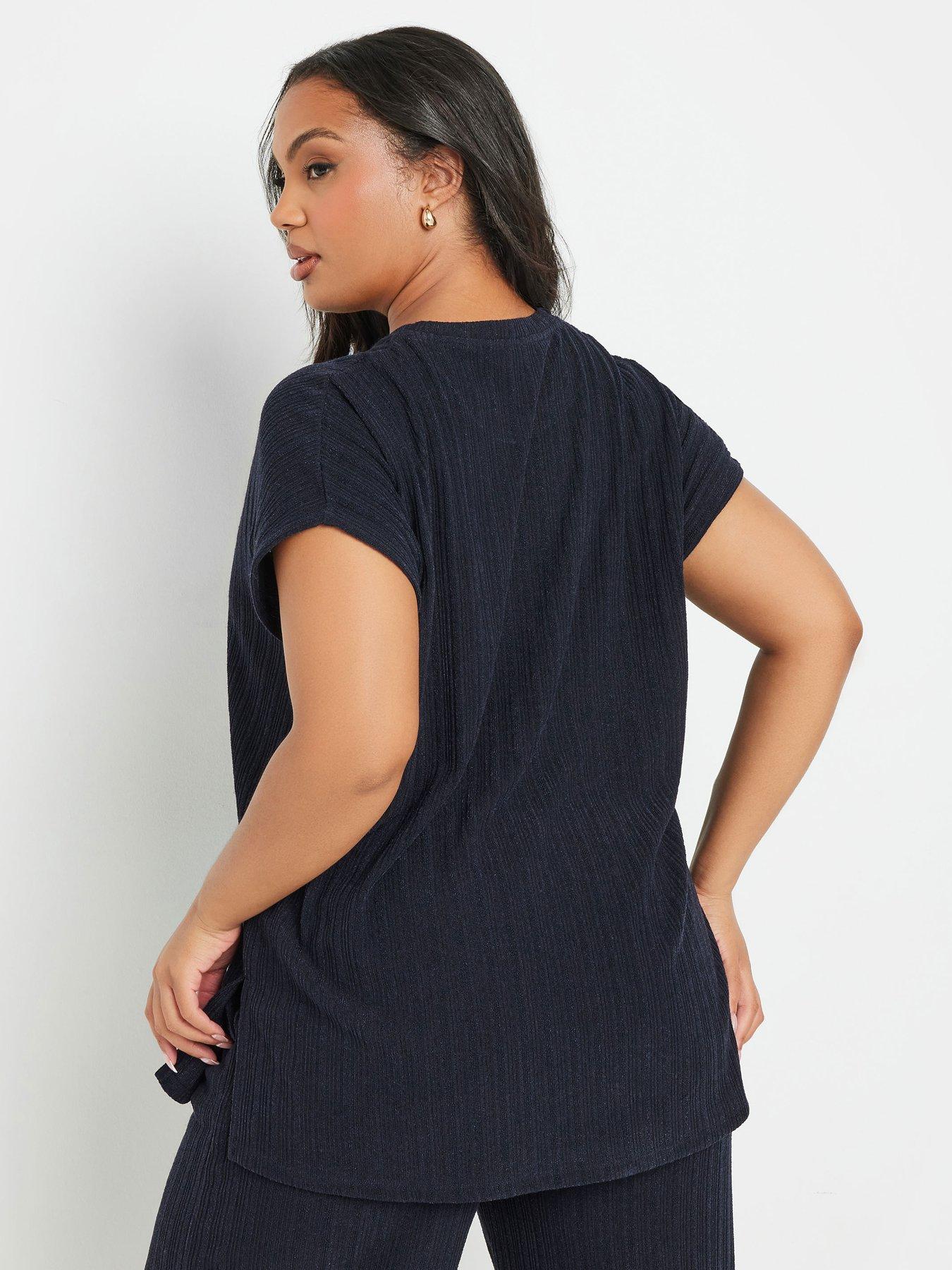 yours-curve-knitted-t-shirt-navy-bluestillFront