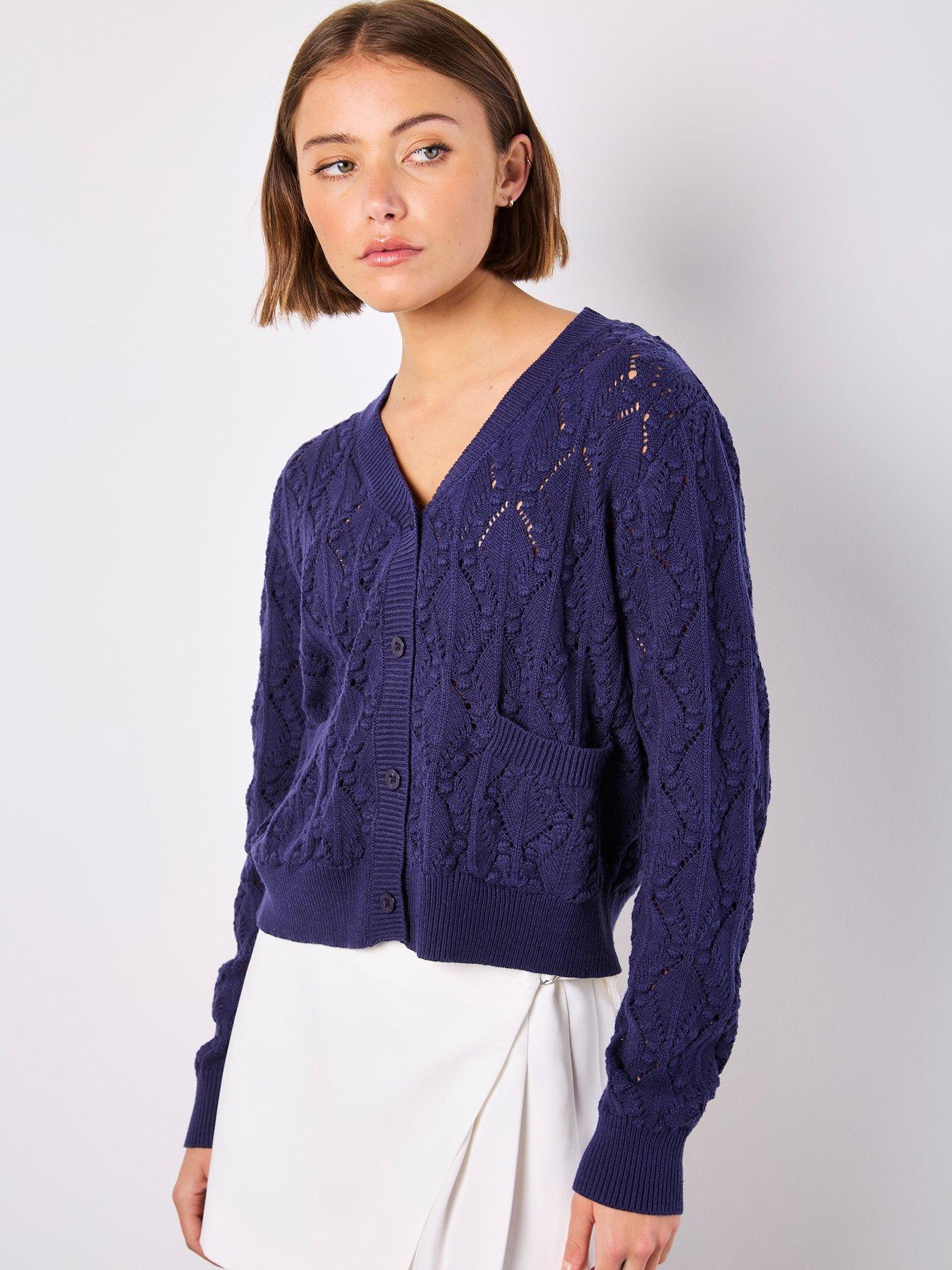 apricot-pointelle-knitted-cardigan-navy