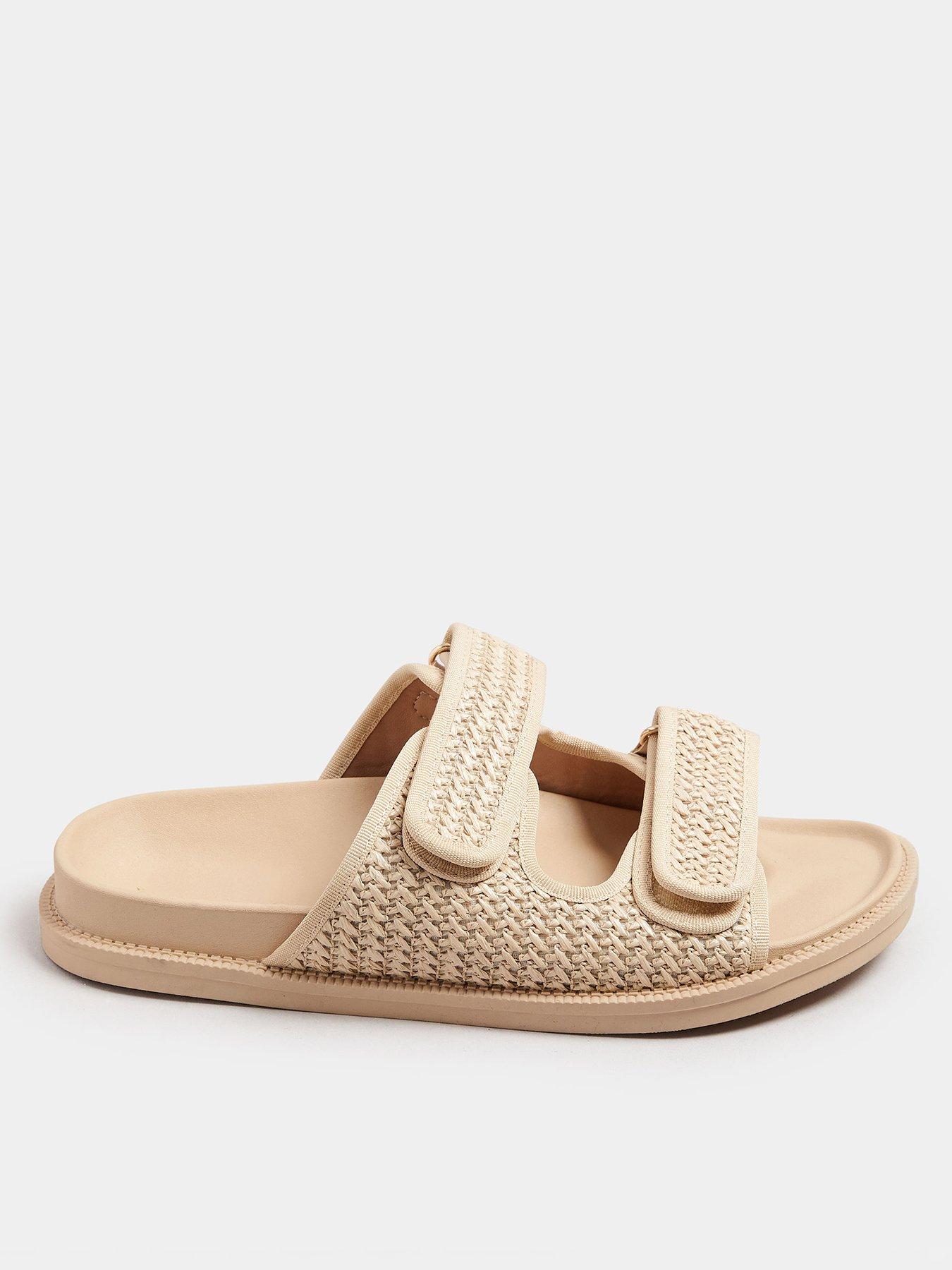 Image of Yours Extra Wide Fit Woven Double Strap Sandal - Natural
