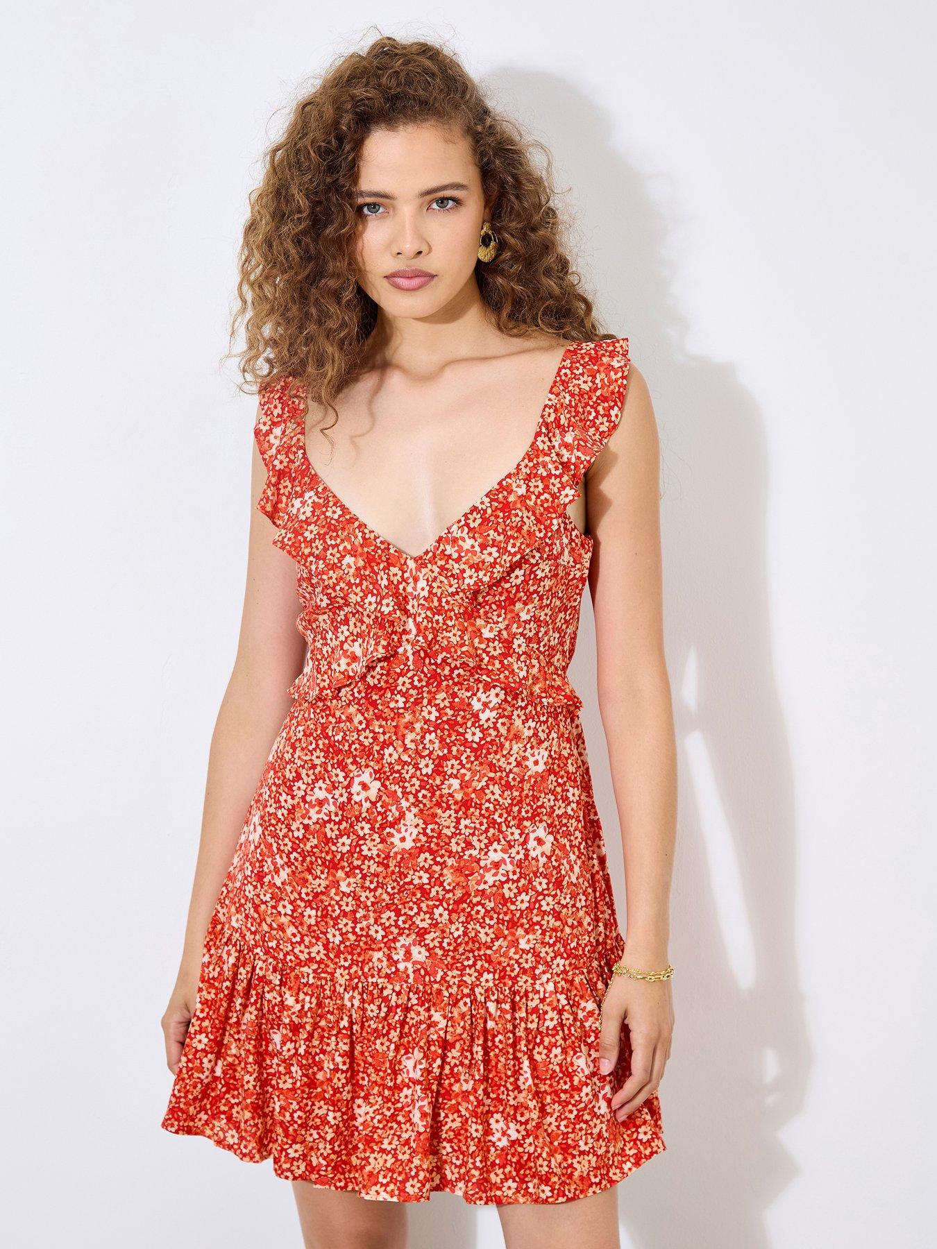 apricot-viscose-voile-ditsy-print-dress-red