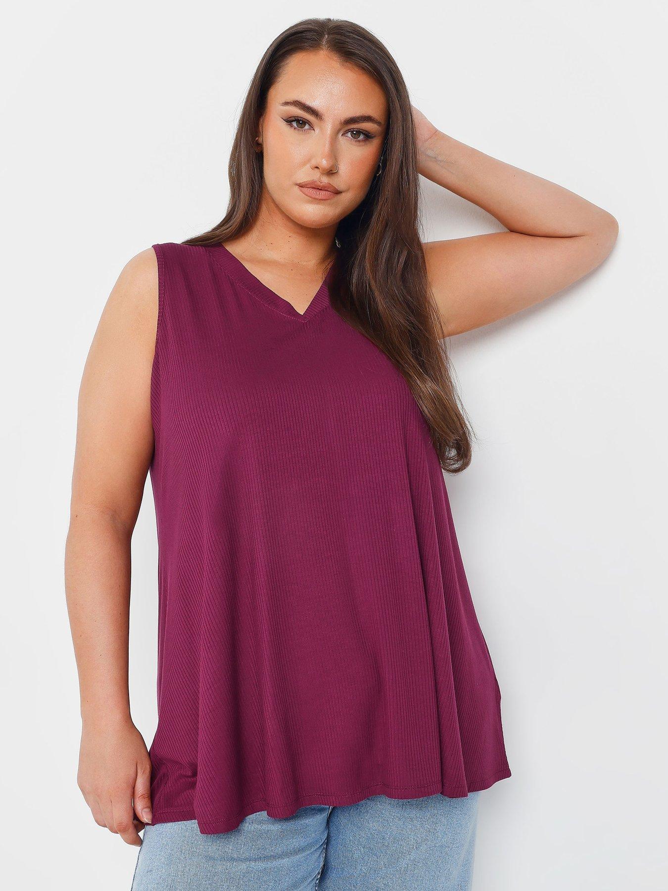 yours-curve-rib-vest-top-burgundy