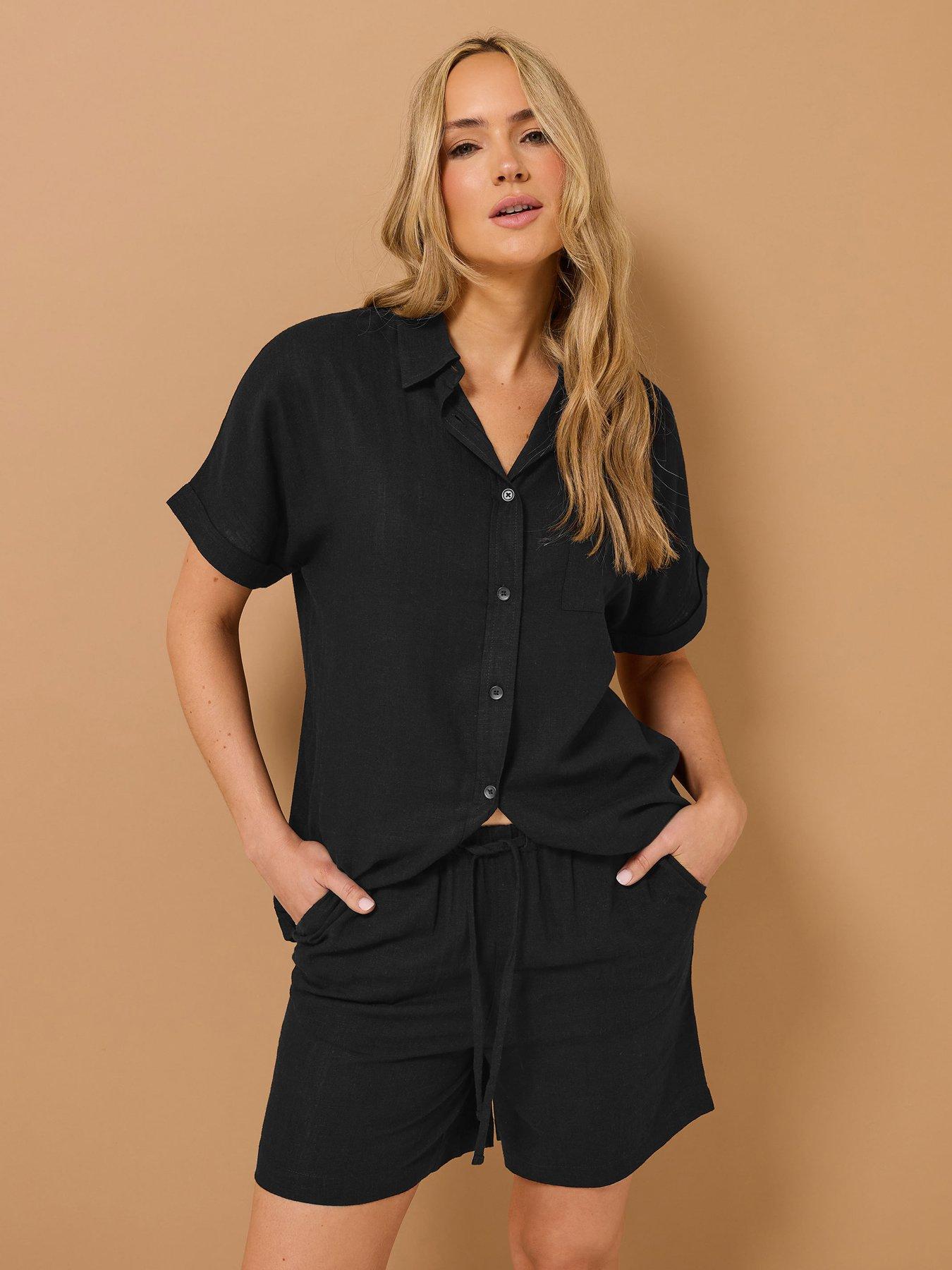 long-tall-sally-linen-short-black