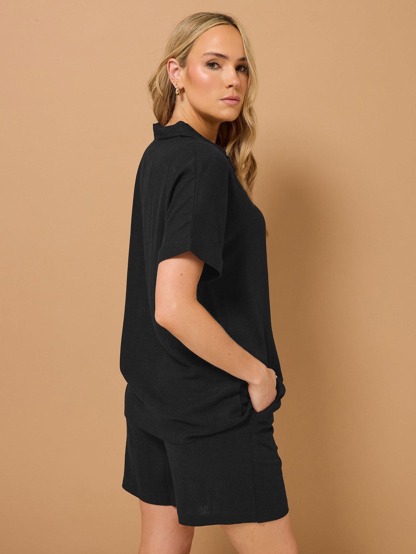 long-tall-sally-linen-short-blackstillFront