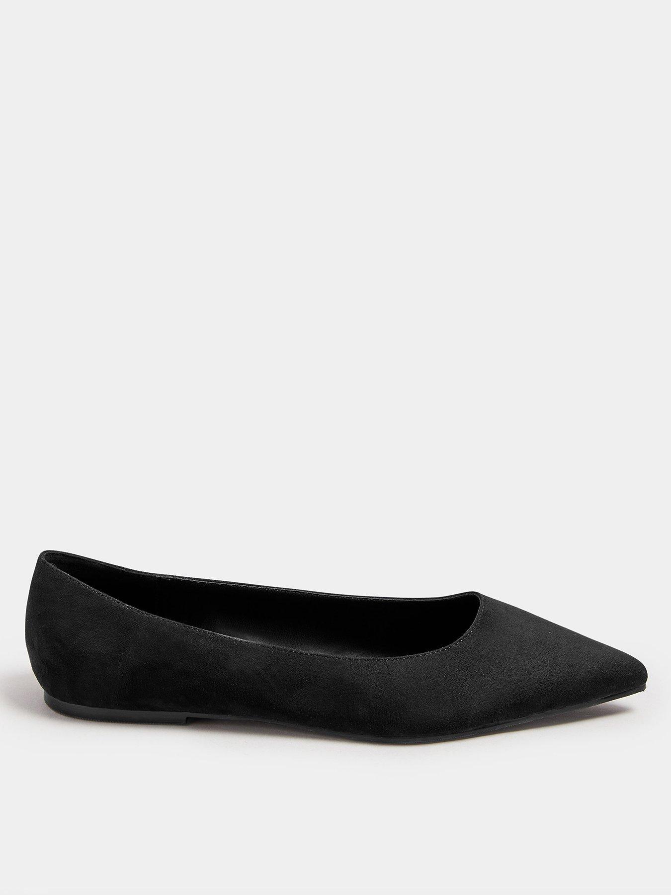 Image 1 of 4 of Long Tall Sally Suedette Ballet Pumps - Black