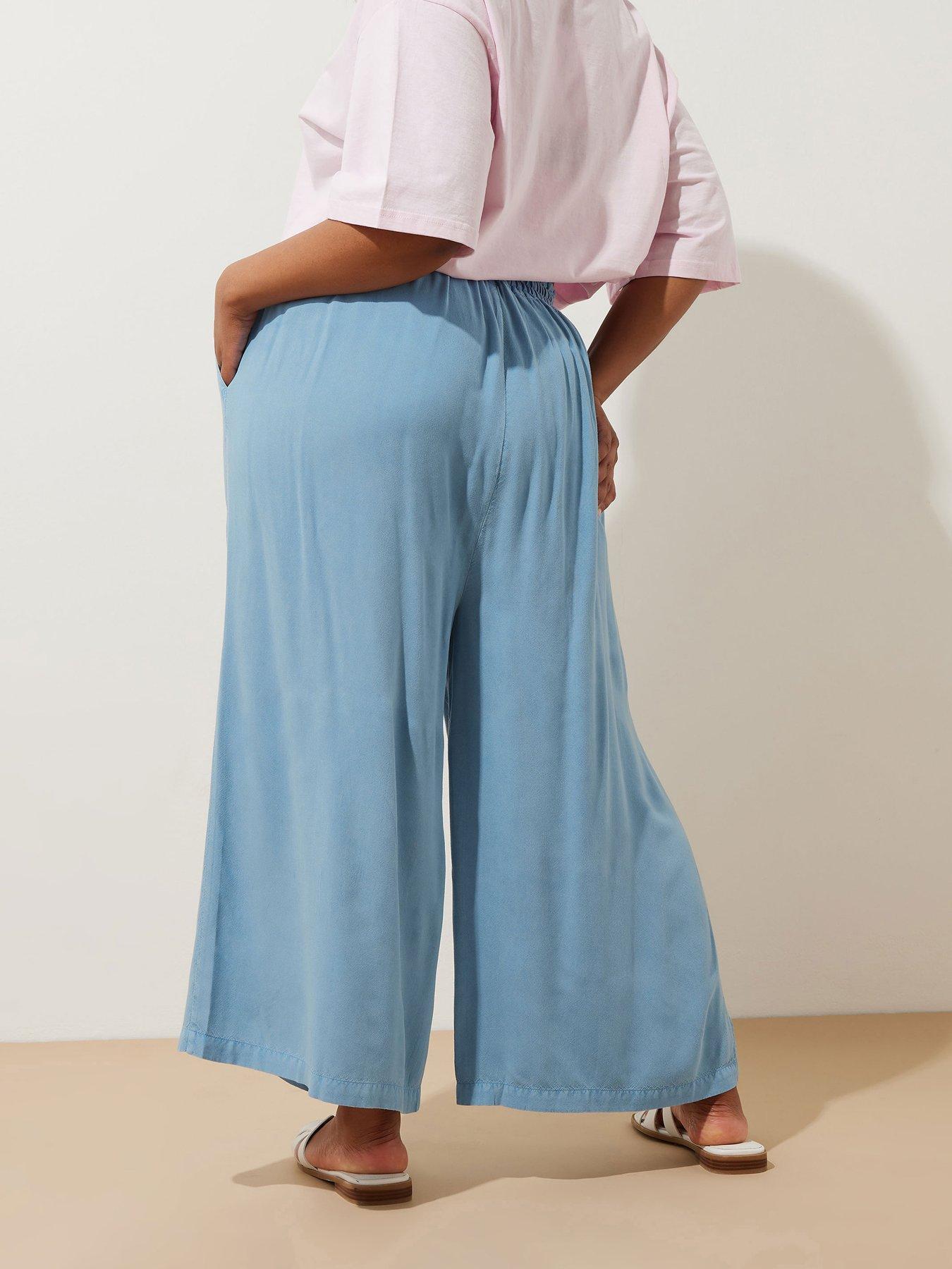 yours-curve-chambray-pull-on-culotte-bluestillFront