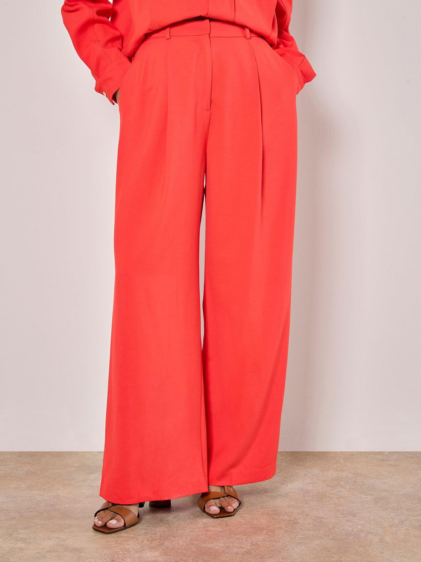 apricot-tailored-pleat-detail-trousers-red