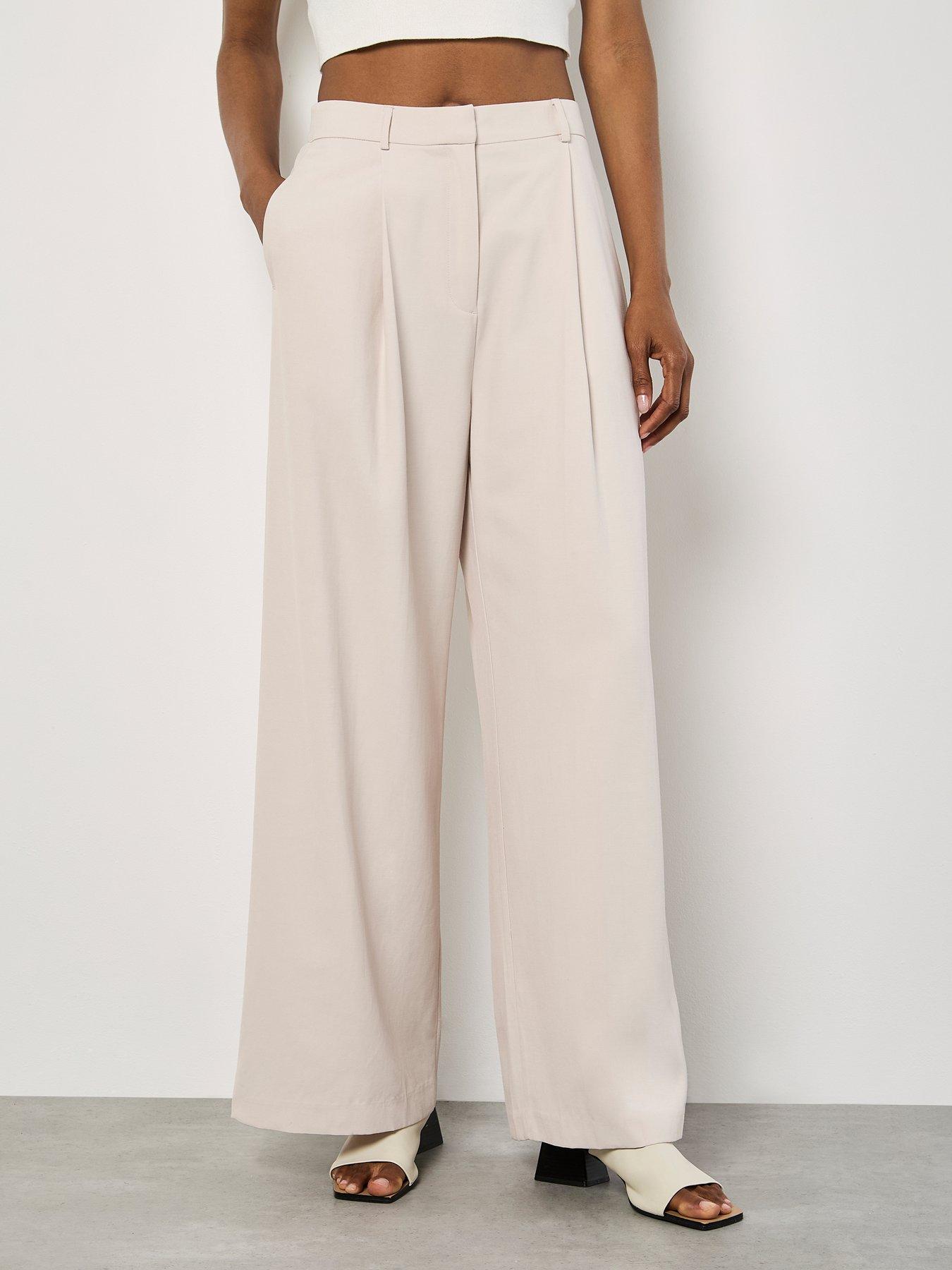 apricot-tailored-pleat-detail-trousers-stone