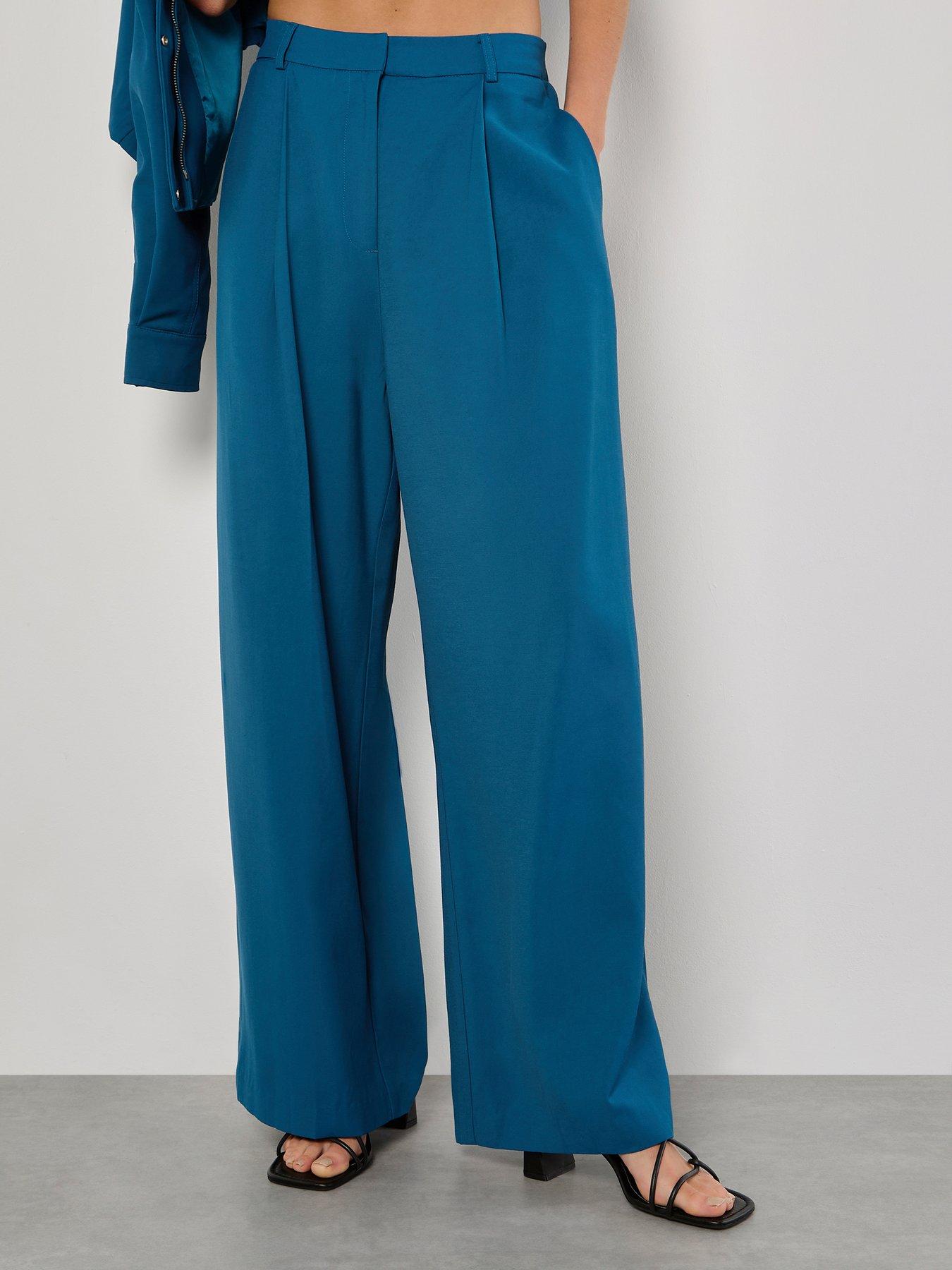 Image 1 of 5 of Apricot Tailored Pleat Detail Trousers - Teal