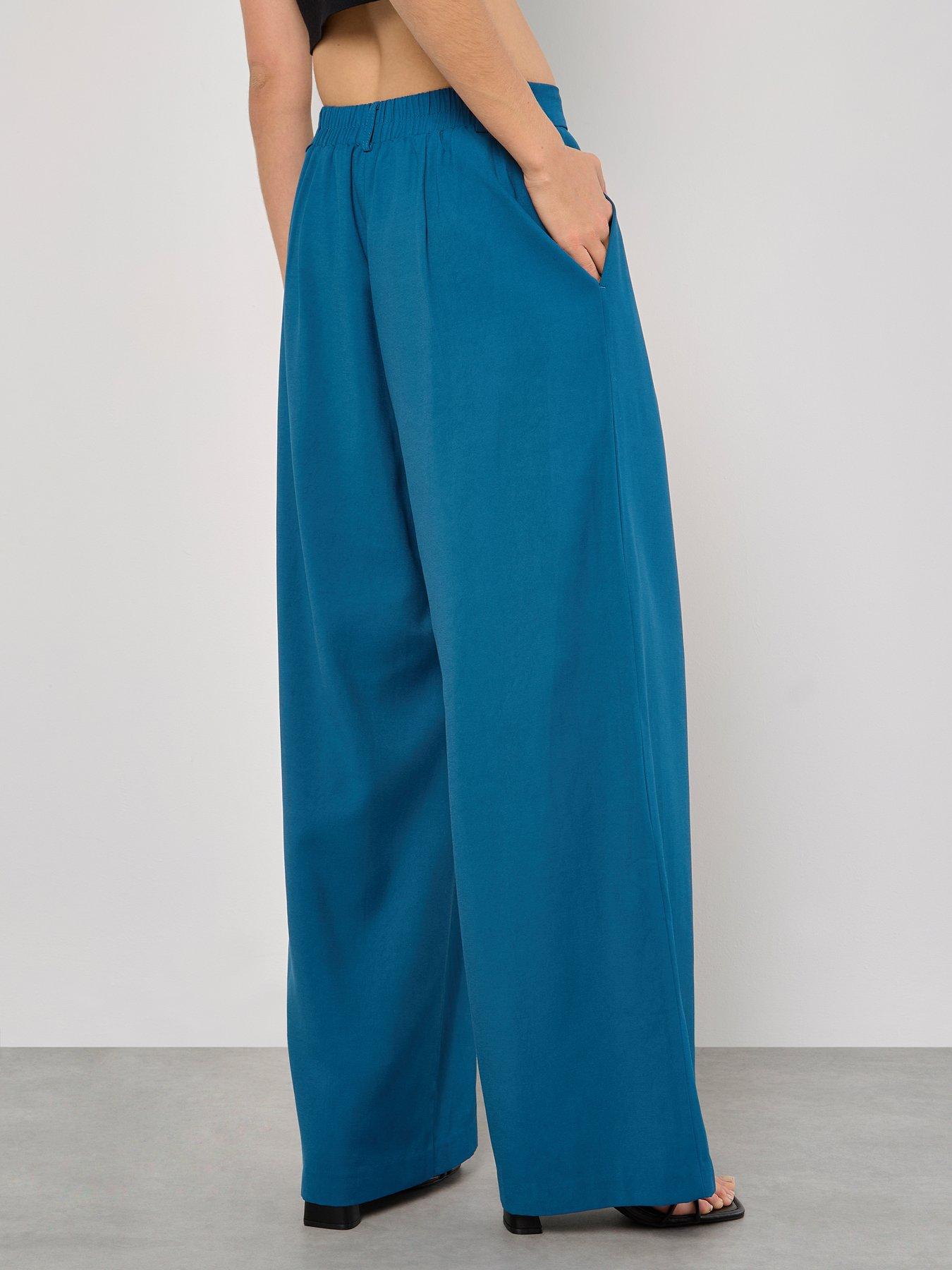 Image 2 of 5 of Apricot Tailored Pleat Detail Trousers - Teal