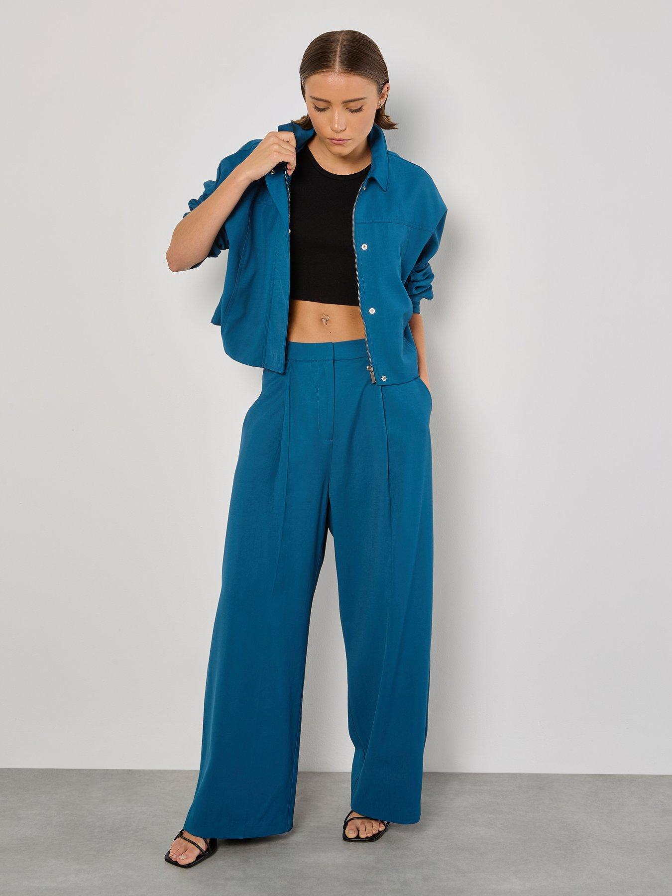 Image 3 of 5 of Apricot Tailored Pleat Detail Trousers - Teal