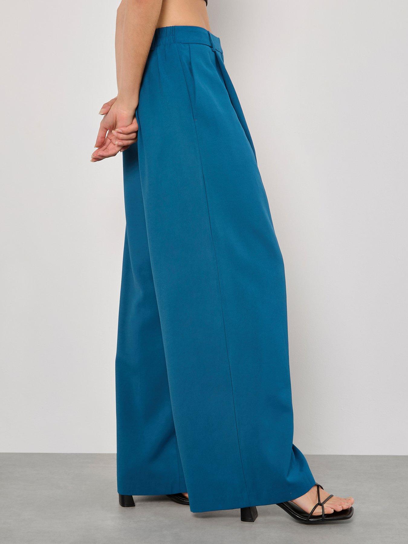 Image 4 of 5 of Apricot Tailored Pleat Detail Trousers - Teal