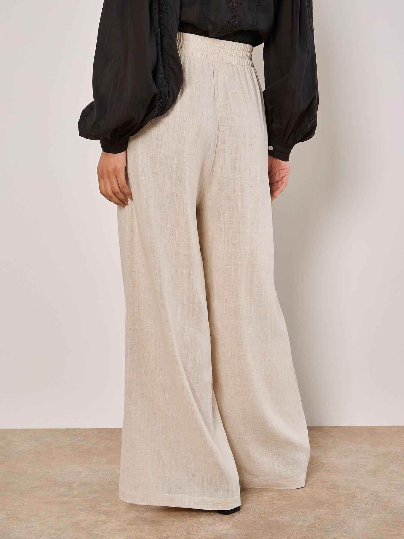 Image 2 of 5 of Apricot Wide Leg Linen Mix Trouser - Stone