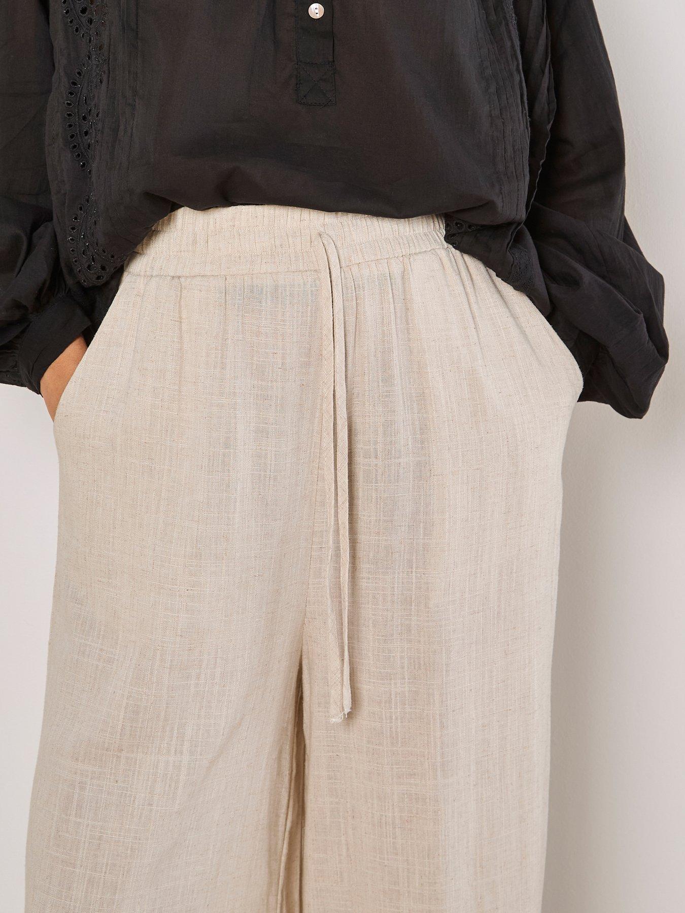 Image 5 of 5 of Apricot Wide Leg Linen Mix Trouser - Stone